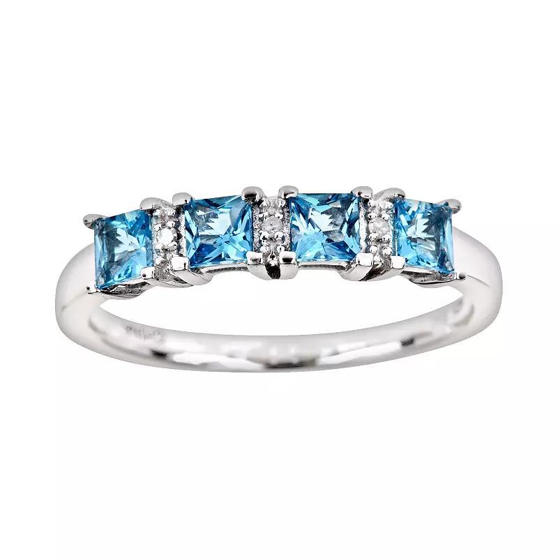 Celebration Gems Sterling Silver Opal & Diamond Accent Rectangle Halo Ring, Womens Product Image