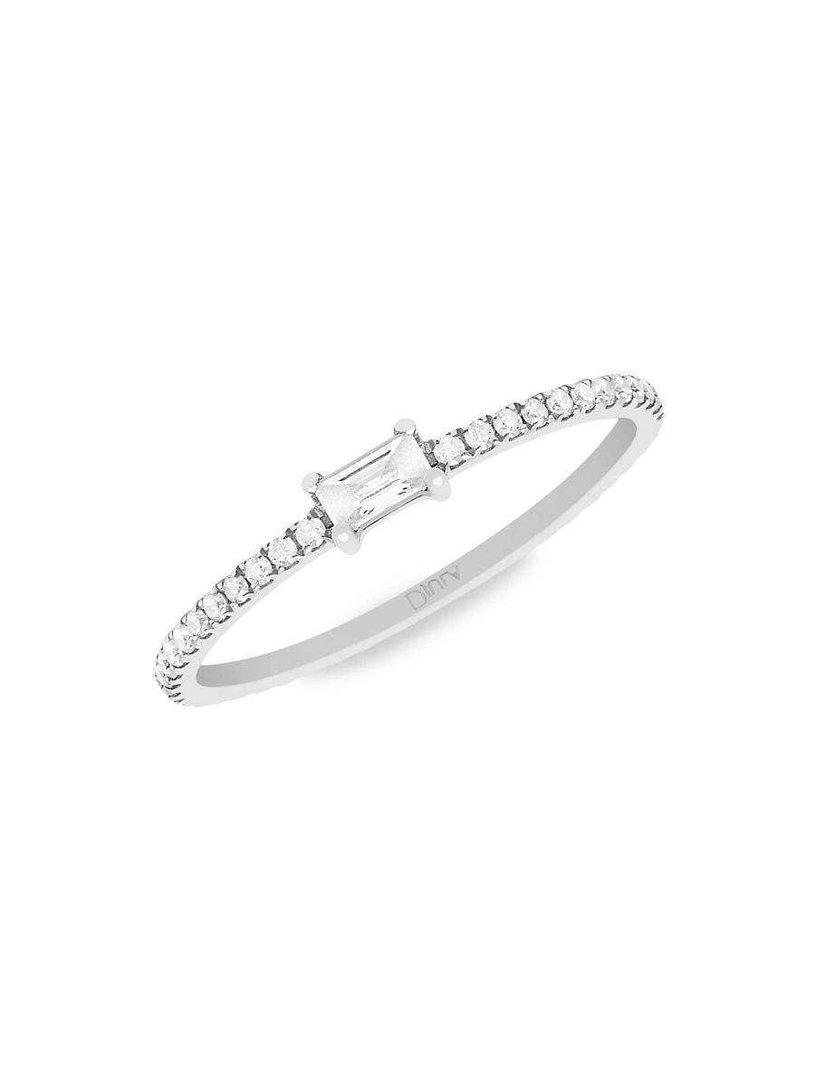 Womens Mix & Match 18K White Gold & Diamond Baguette Ring Product Image