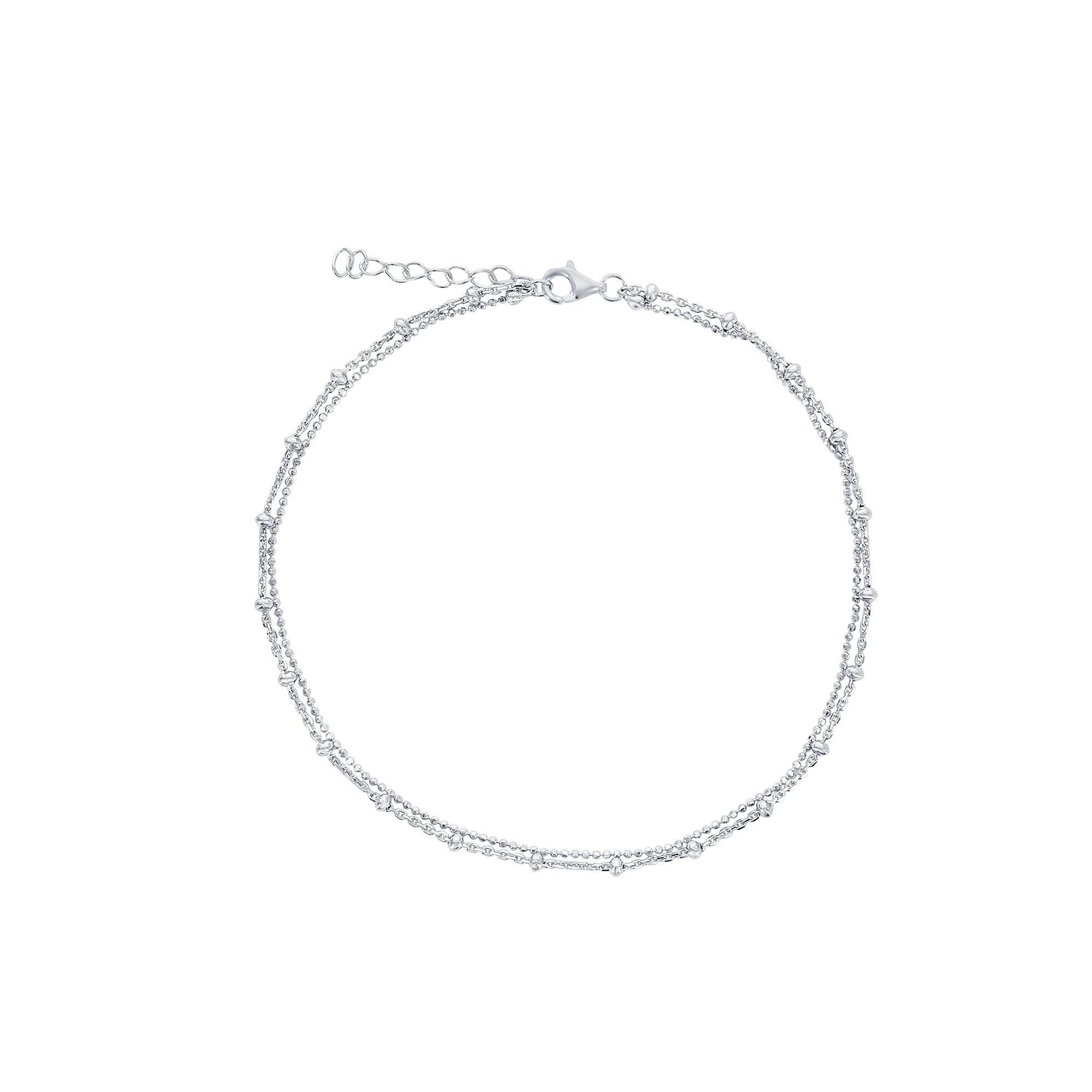 Argento Bella Double Strand Beaded Anklet, Women's, Size: 9-10" ADJ, Sterling Product Image