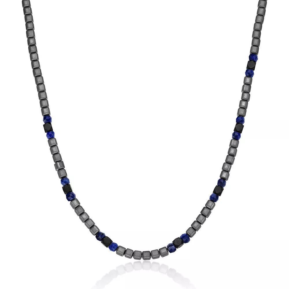 LYNX Men's Stainless Steel Lapis Lazuli Bead Chain Necklace, Size: 20" Product Image