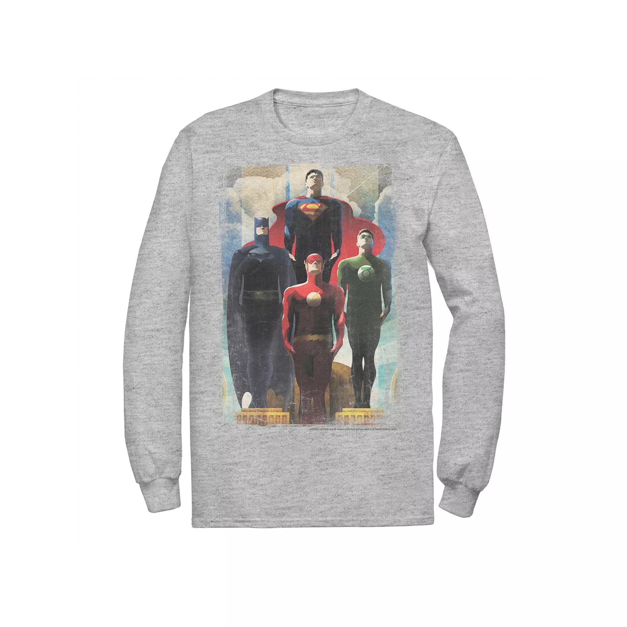 Men's DC Comics Justice League Heroes Look Up Tee, Size: XXL, Athletic Grey Product Image