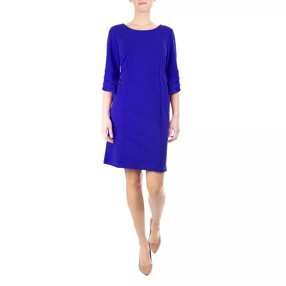 Womens Nina Leonard Tiered Sleeve Sheath Dress Deep Blue Product Image