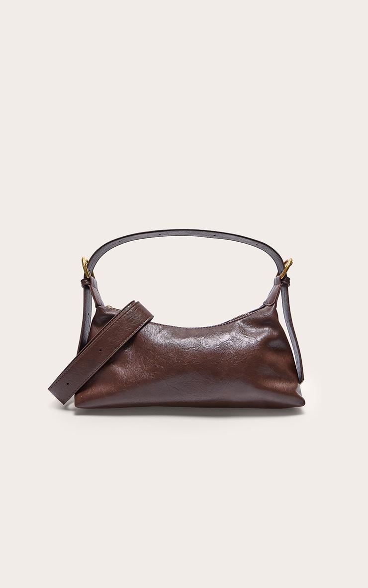 Chocolate Crinkle Pu Buckle Detail Shoulder Bag Product Image