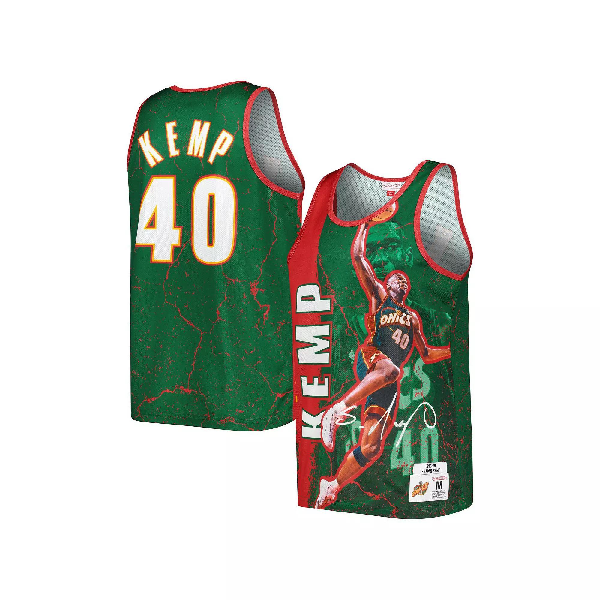 Men's Mitchell & Ness Shawn Kemp Green Seattle SuperSonics 1995-96 Hardwood Classics Player Burst Tank Top, Size: Medium, Nba Green Product Image