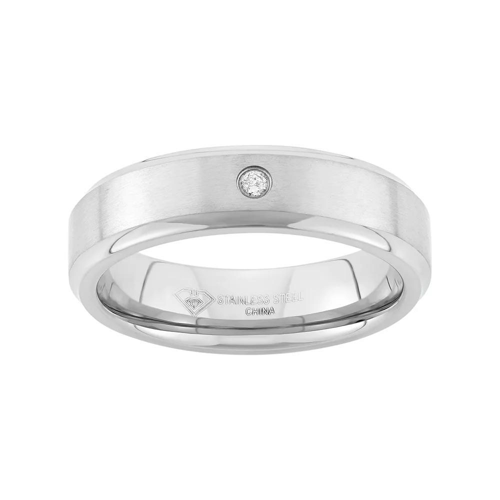 Diamond Accent Stainless Steel Wedding Band - Men, Men's, Size: 13, Grey Product Image