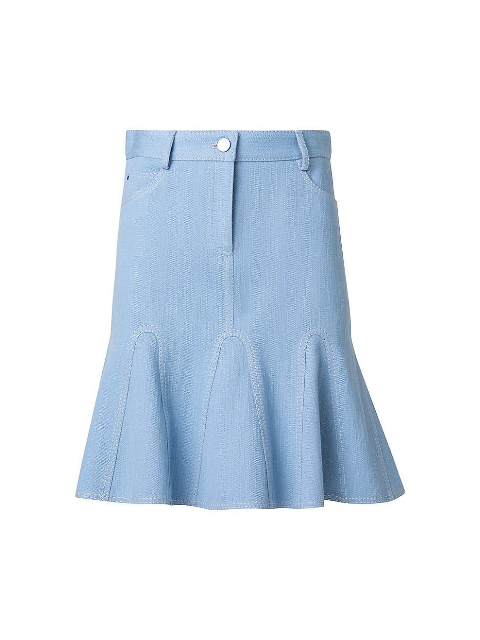Womens Stretch Denim Godet Skirt Product Image