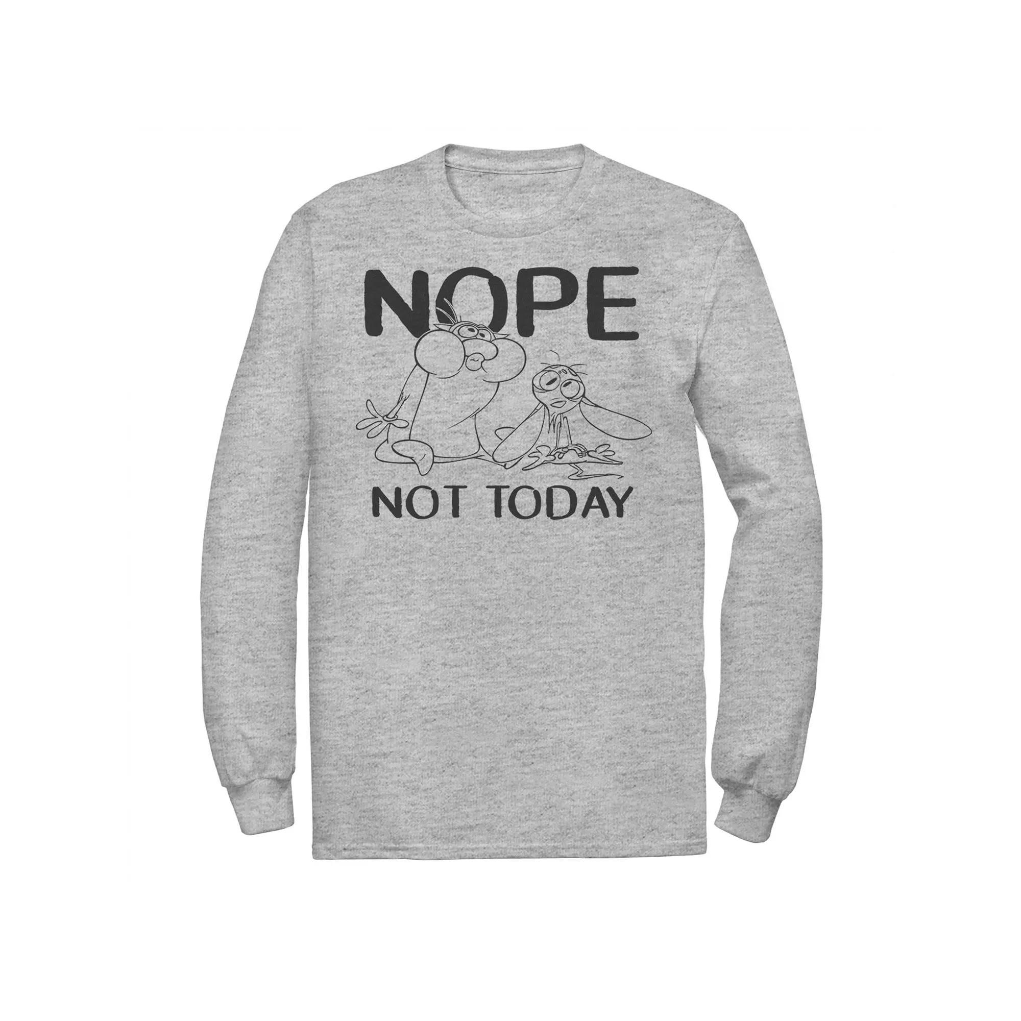 Men's Nickelodeon Ren And Stimpy Nope Not Today Sketch Long Sleeve Graphic Tee, Size: Small, Athletic Grey Product Image