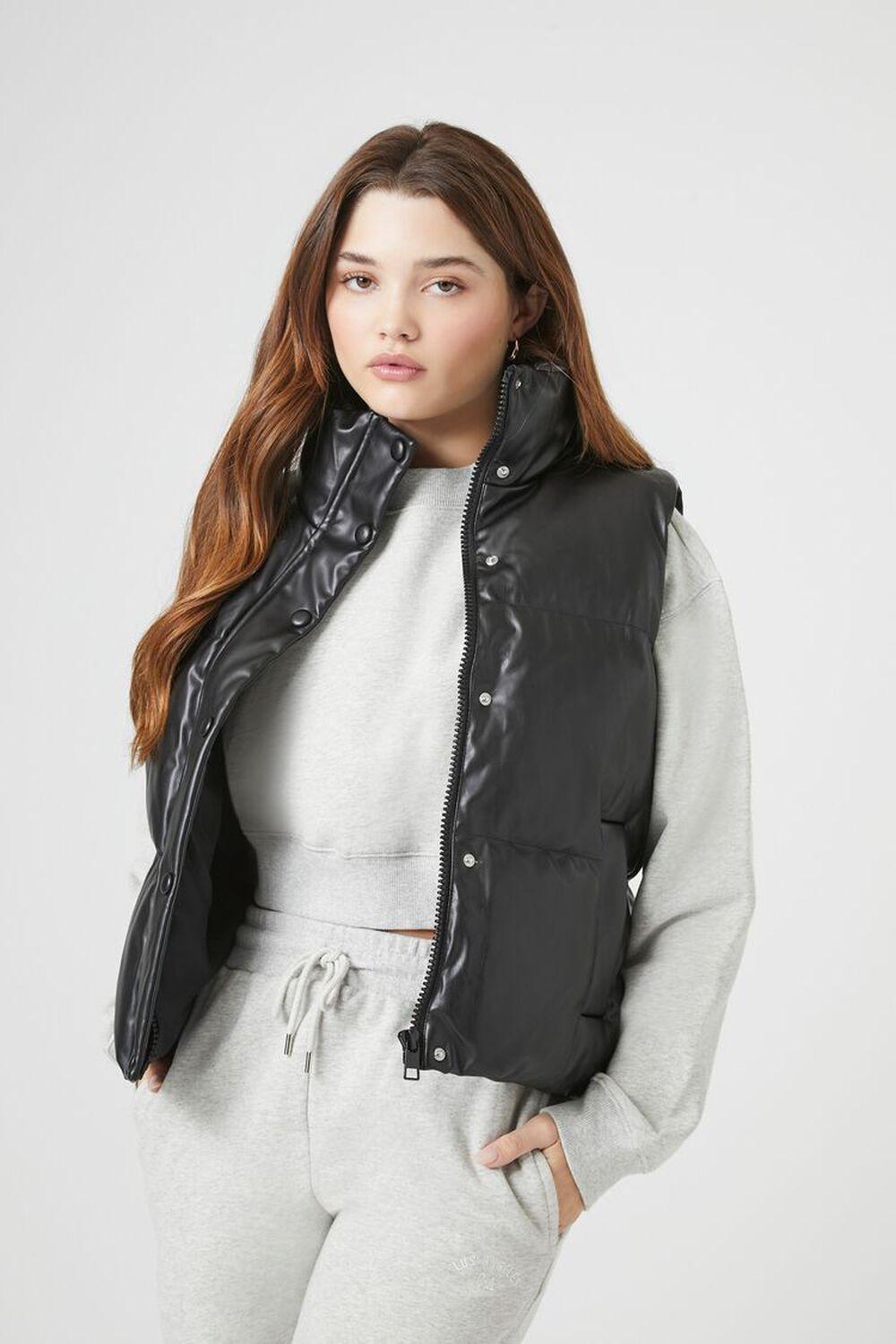 Faux Leather Quilted Puffer Vest | Forever 21 Product Image