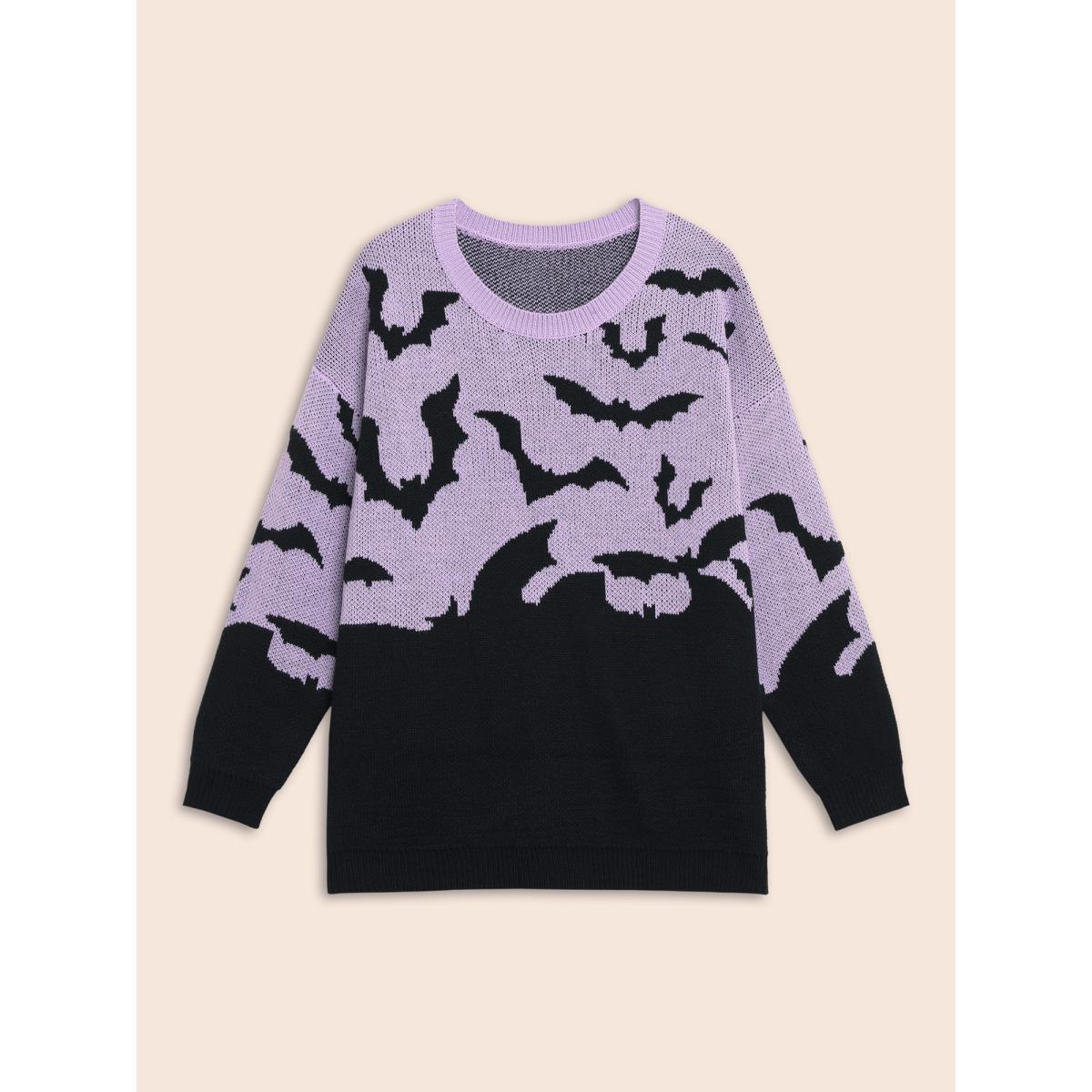 Plus Size Batty Basics Crew Neck Pullover Lilac Women Casual Loose Long Sleeve Round Neck Everyday Pullovers BloomChic 18-20/2X Product Image