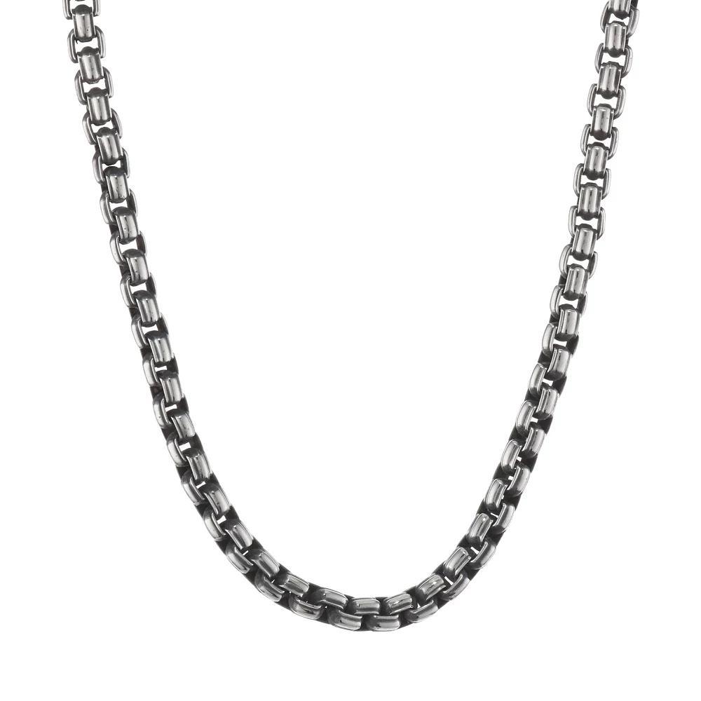 Men's LYNX Stainless Steel Box Chain Necklace - 22 in., Size: 22", Silvertone Product Image