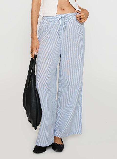 Holiday Tie Front Pant Blue/ White Stripe Product Image