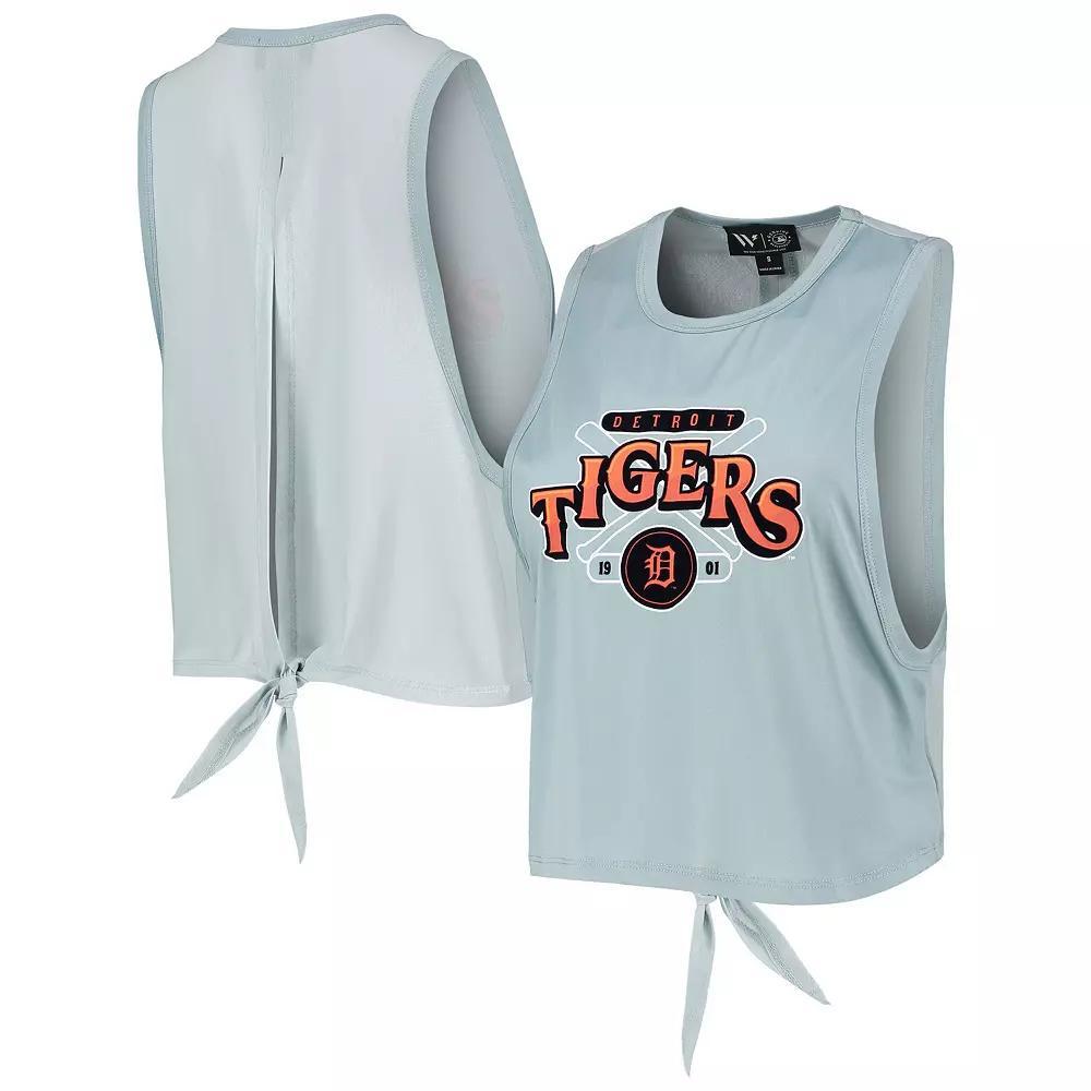 Women's The Wild Collective Light Blue Detroit Tigers Open Back Twist-Tie Tank Top, Size: Small Product Image