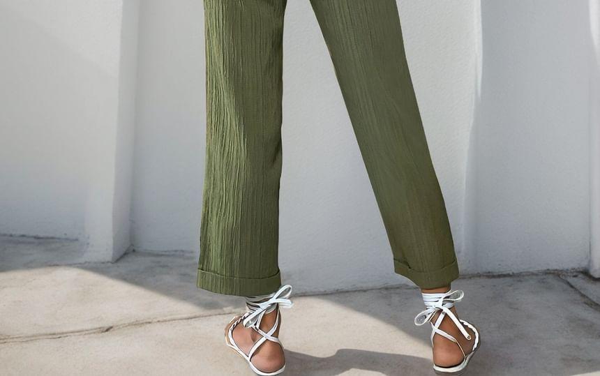 Sleeveless Scoop Neck Plain Cropped Jumpsuit Product Image