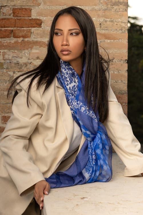 Elizabetta Dafne - Large Silk Scarf for Women in Blue at Nordstrom Product Image