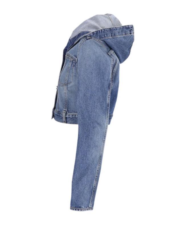 ALAÏA Denim Hooded Jacket In Blue Product Image