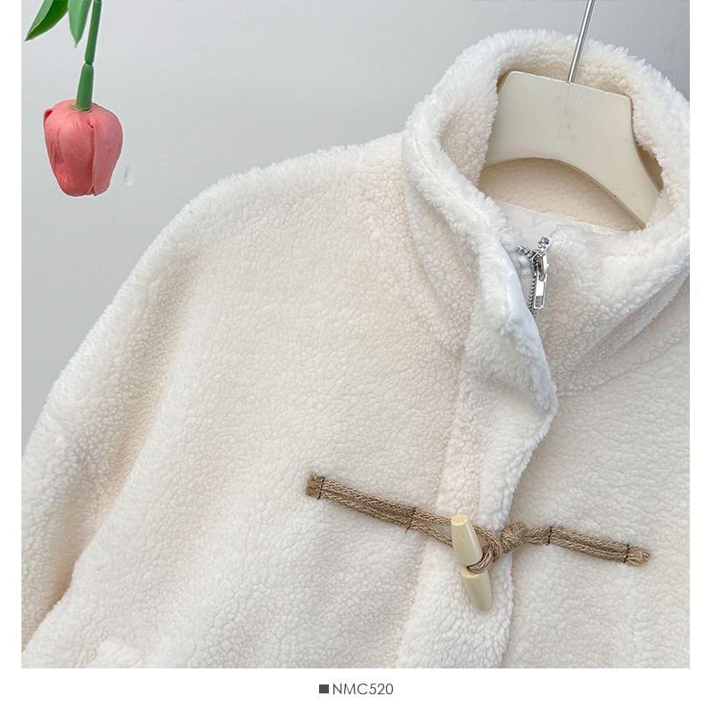 Toggle Stand-Collar Teddy Jacket Product Image