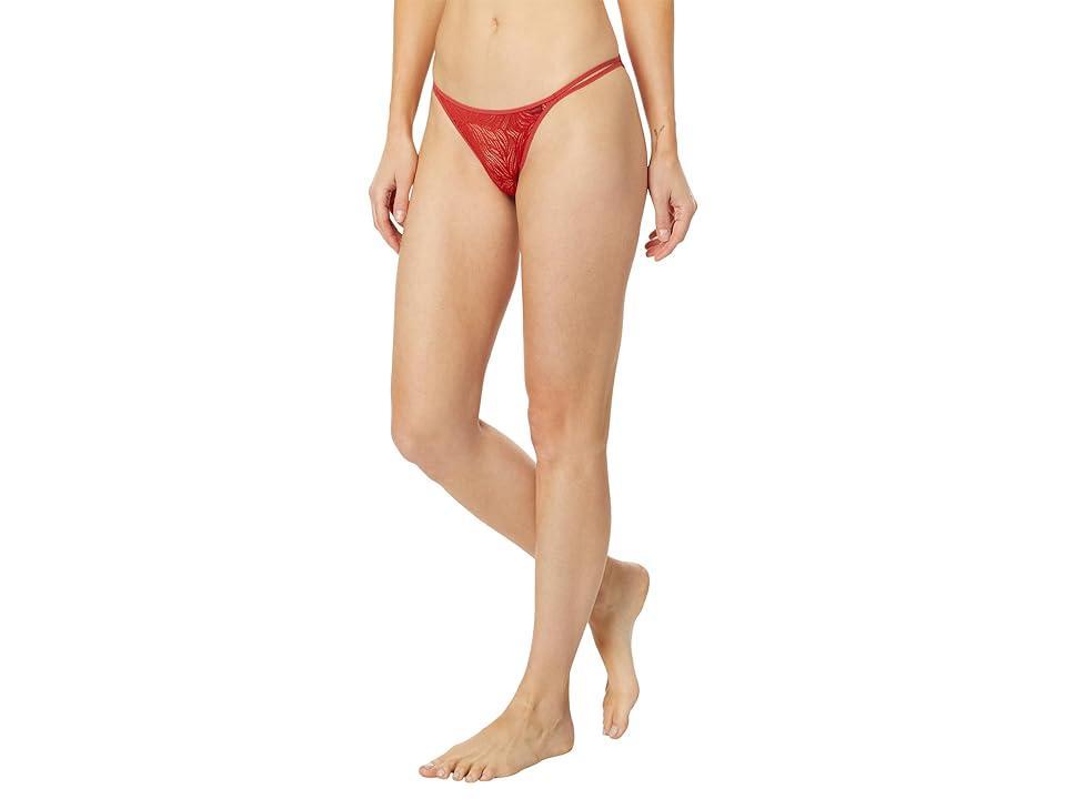 Calvin Klein Women's Sheer Marquisette Lace High Leg Tanga - Pink - L Product Image