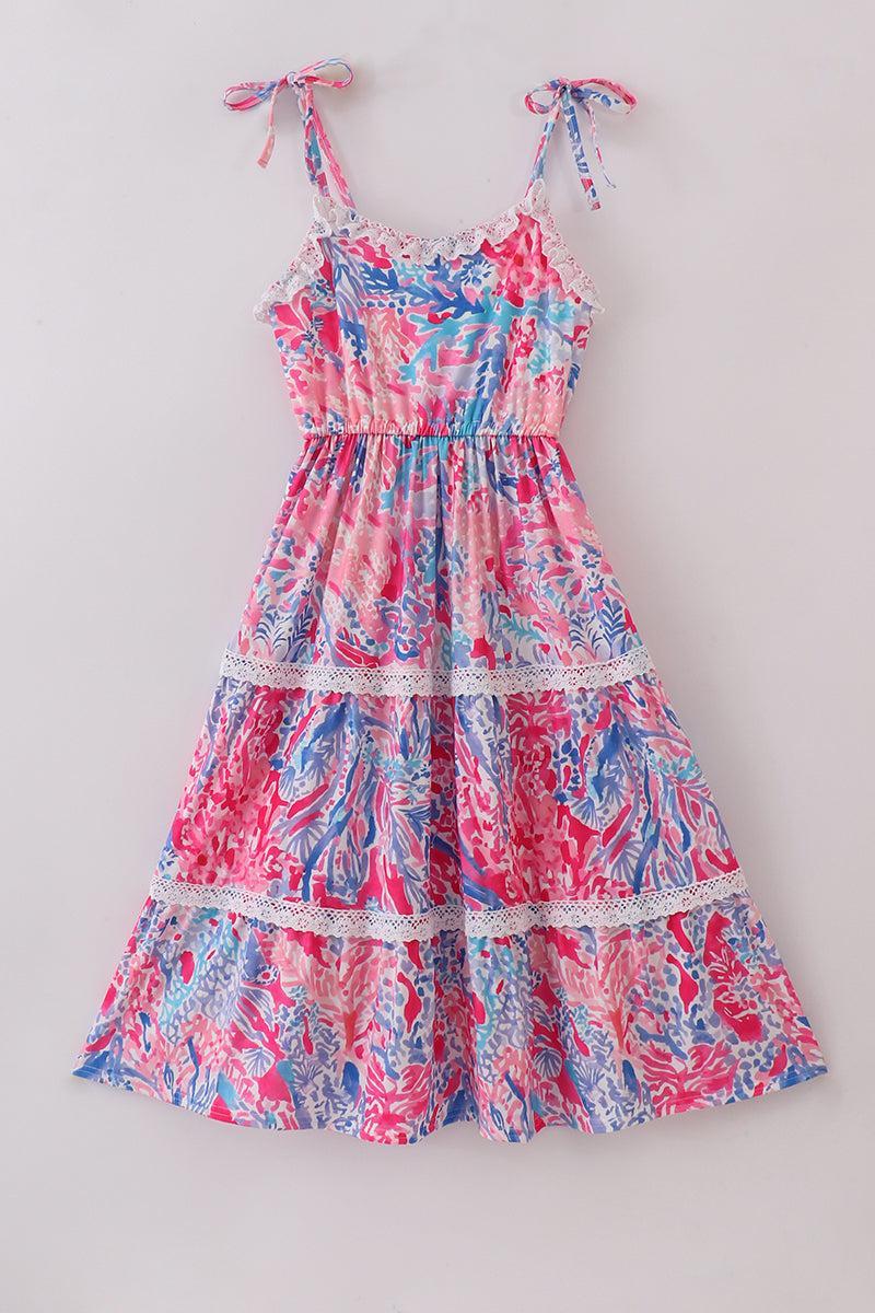 Bow applique print mom&me dress Product Image
