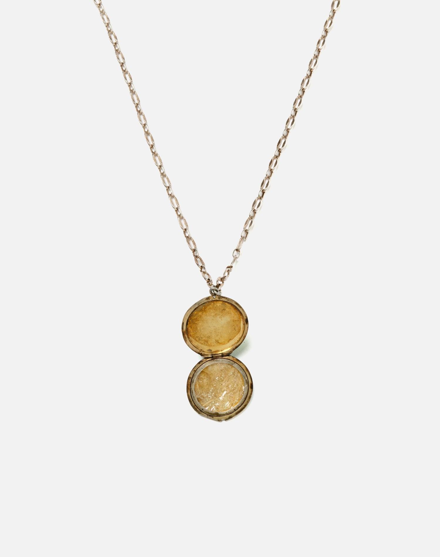 40s Sterling Guilloche Locket Necklace Female Product Image