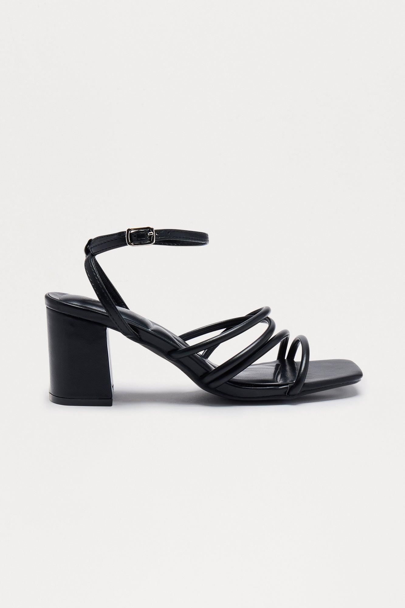Emmarie Ankle Strap Block Heels - Black Product Image