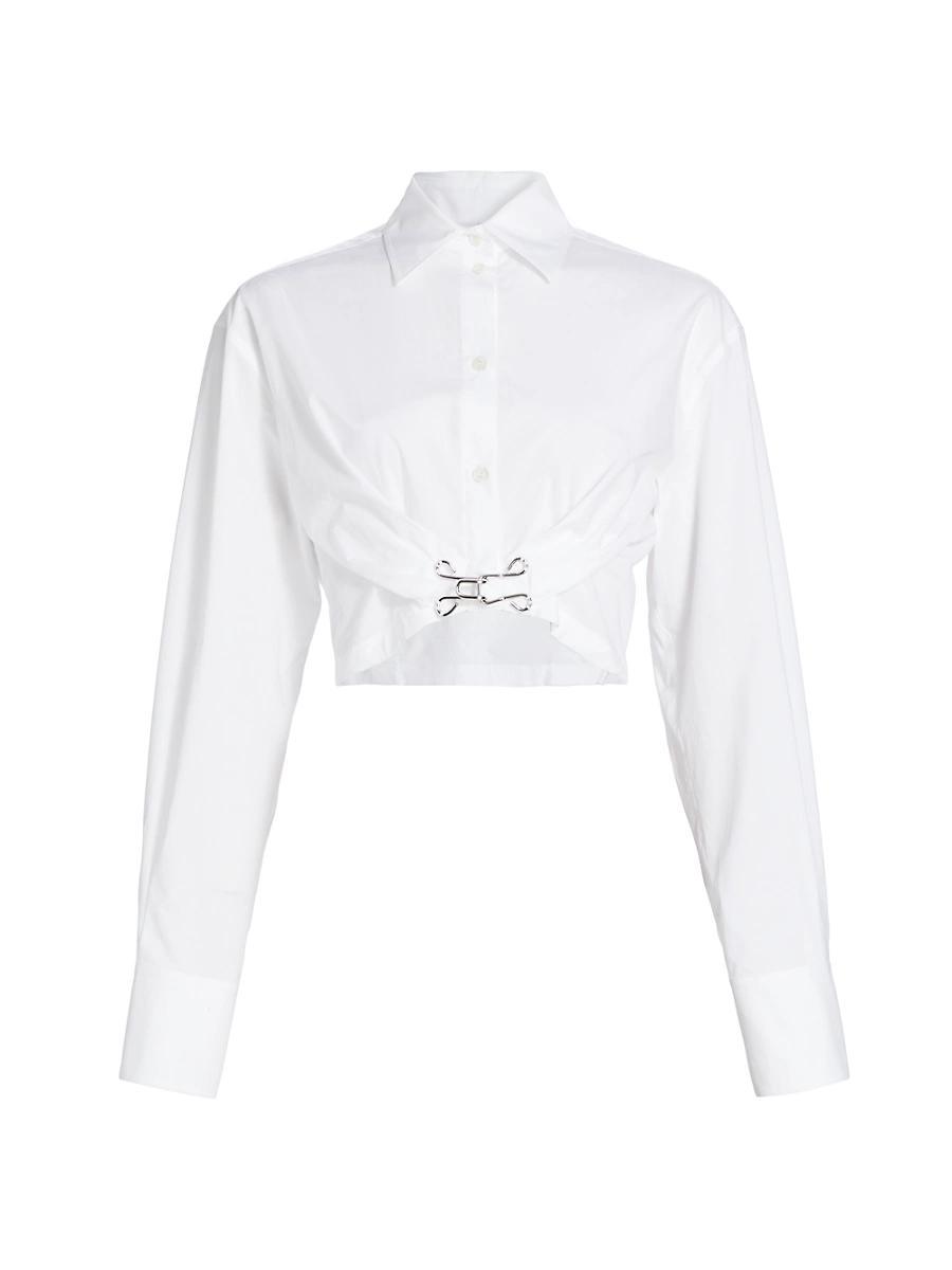 Womens Crop Cotton Shirt Product Image