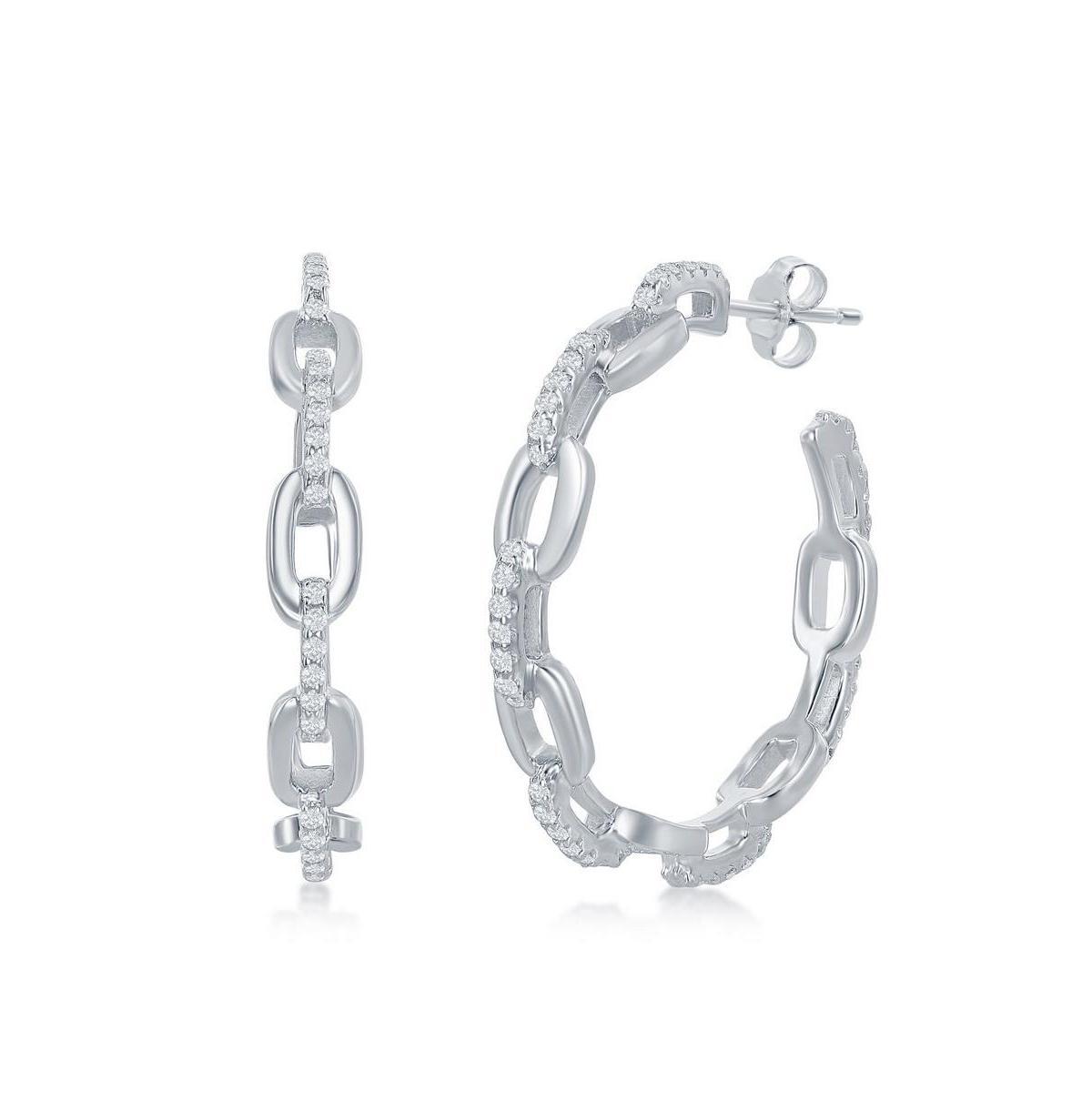 Sterling Silver & Cubic Zirconia Paperclip Hoop Earrings, Women's, Gold Tone Product Image