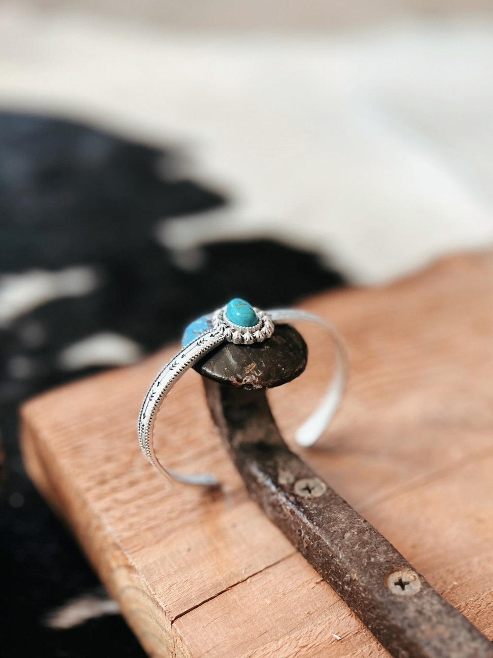 Oval Turquoise Stone Cuff Bracelet Product Image