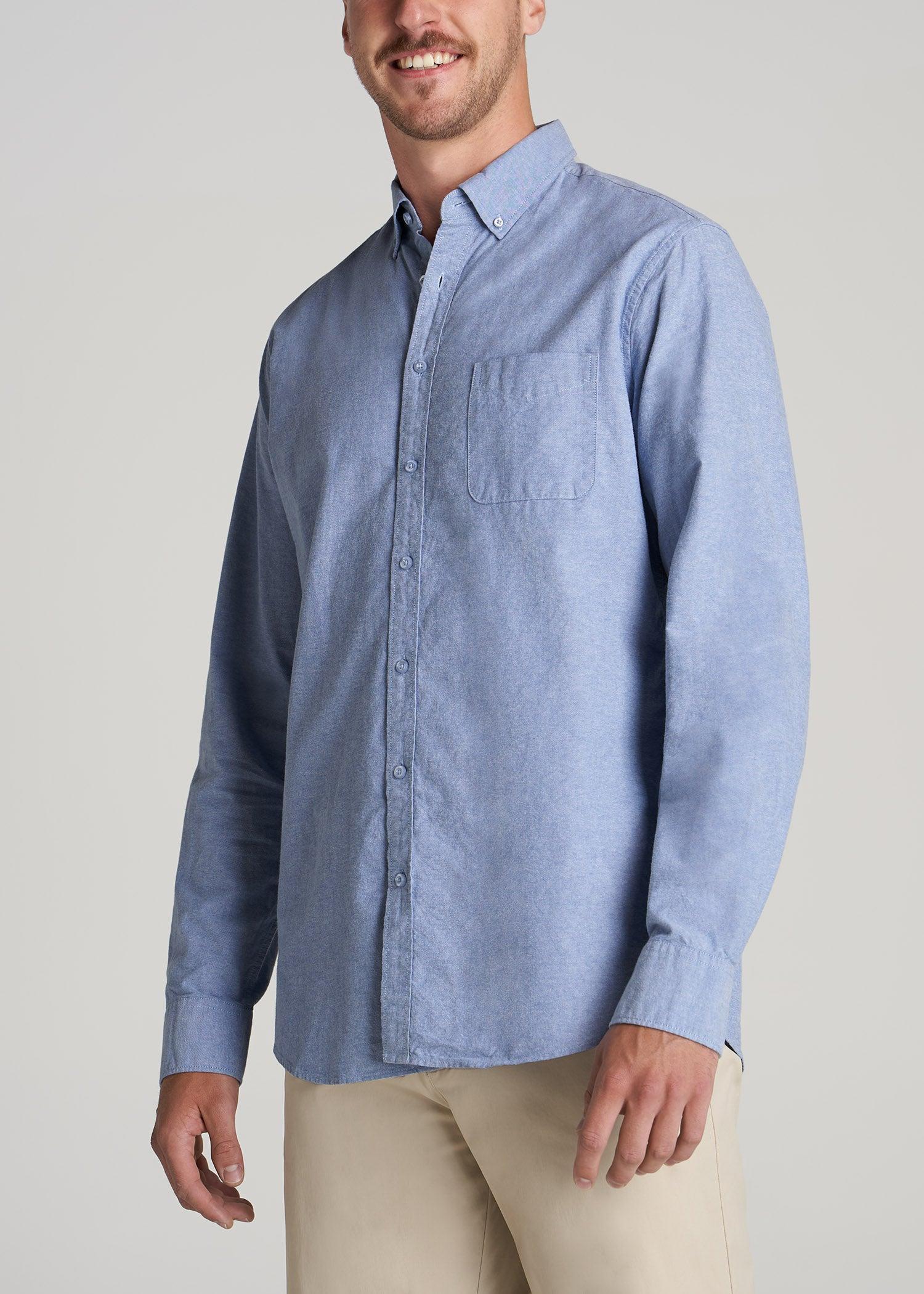 Washed Oxford Shirt for Tall Men in Dark Sky Blue Product Image