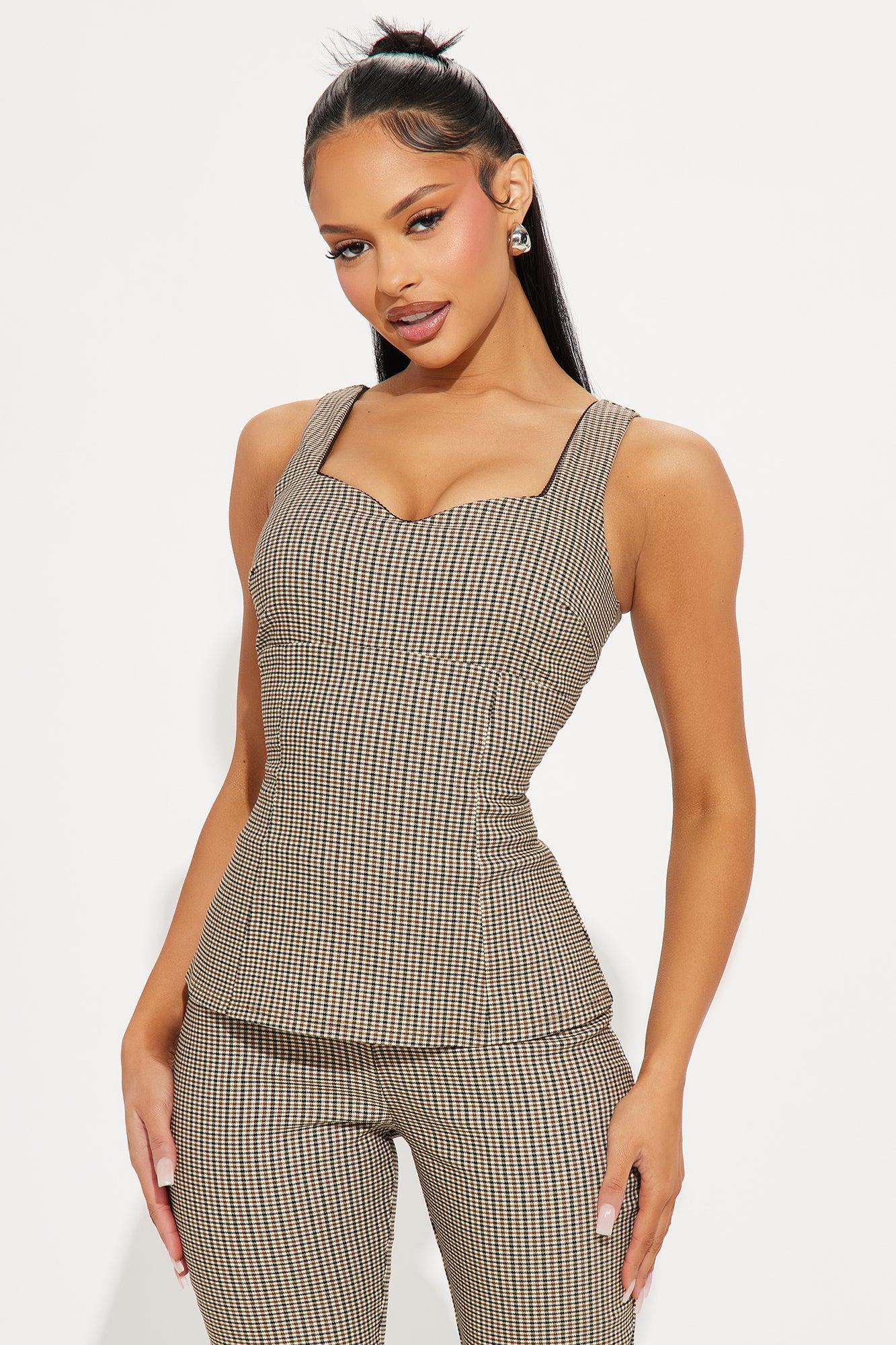 All Fax No Cap Capri Jumpsuit - Brown/combo Product Image