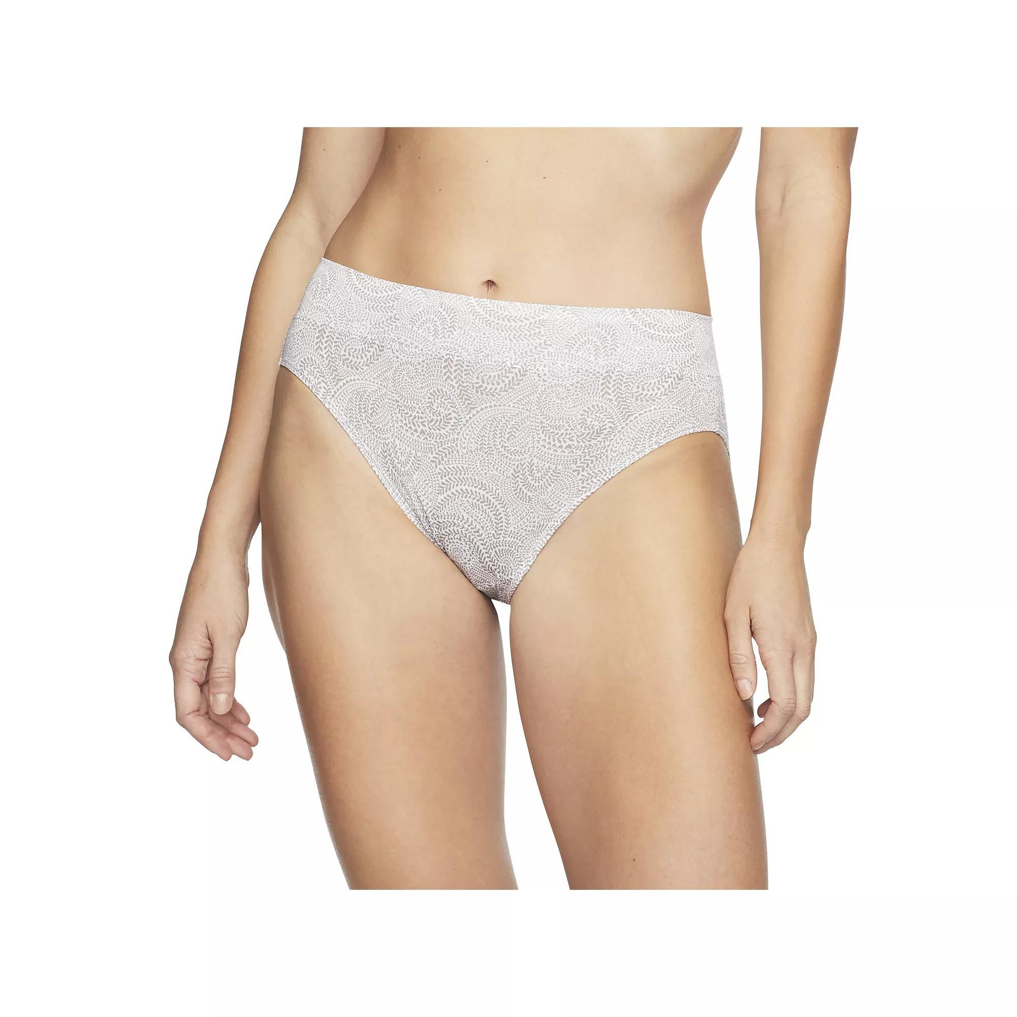 Warners No Pinching No Problems® Tailored Hi-Cut Panty 5138J, Women's, Size: XL, White And Mink Swirl Product Image