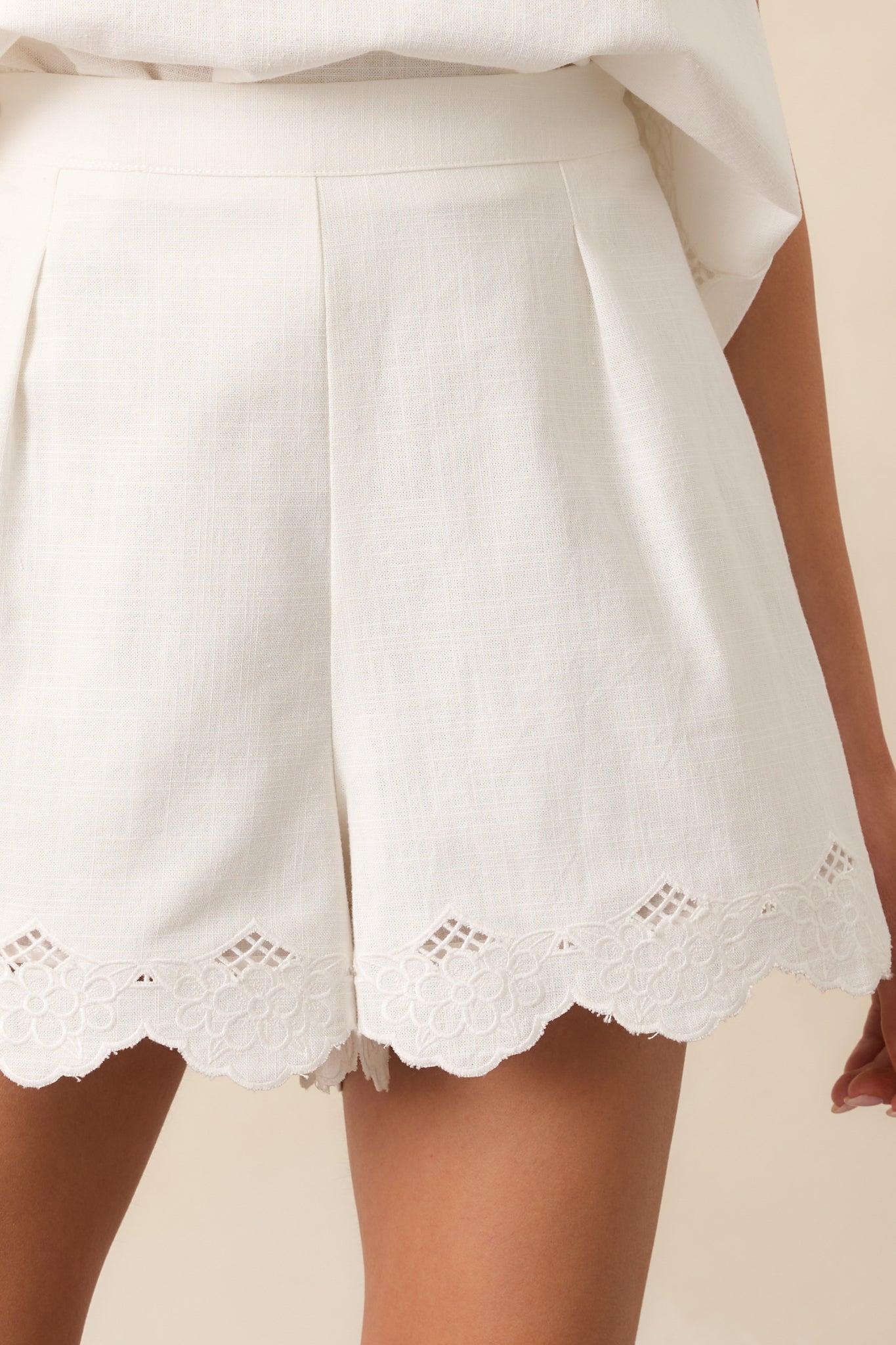 Meet At The Pier White Scallop Shorts Product Image