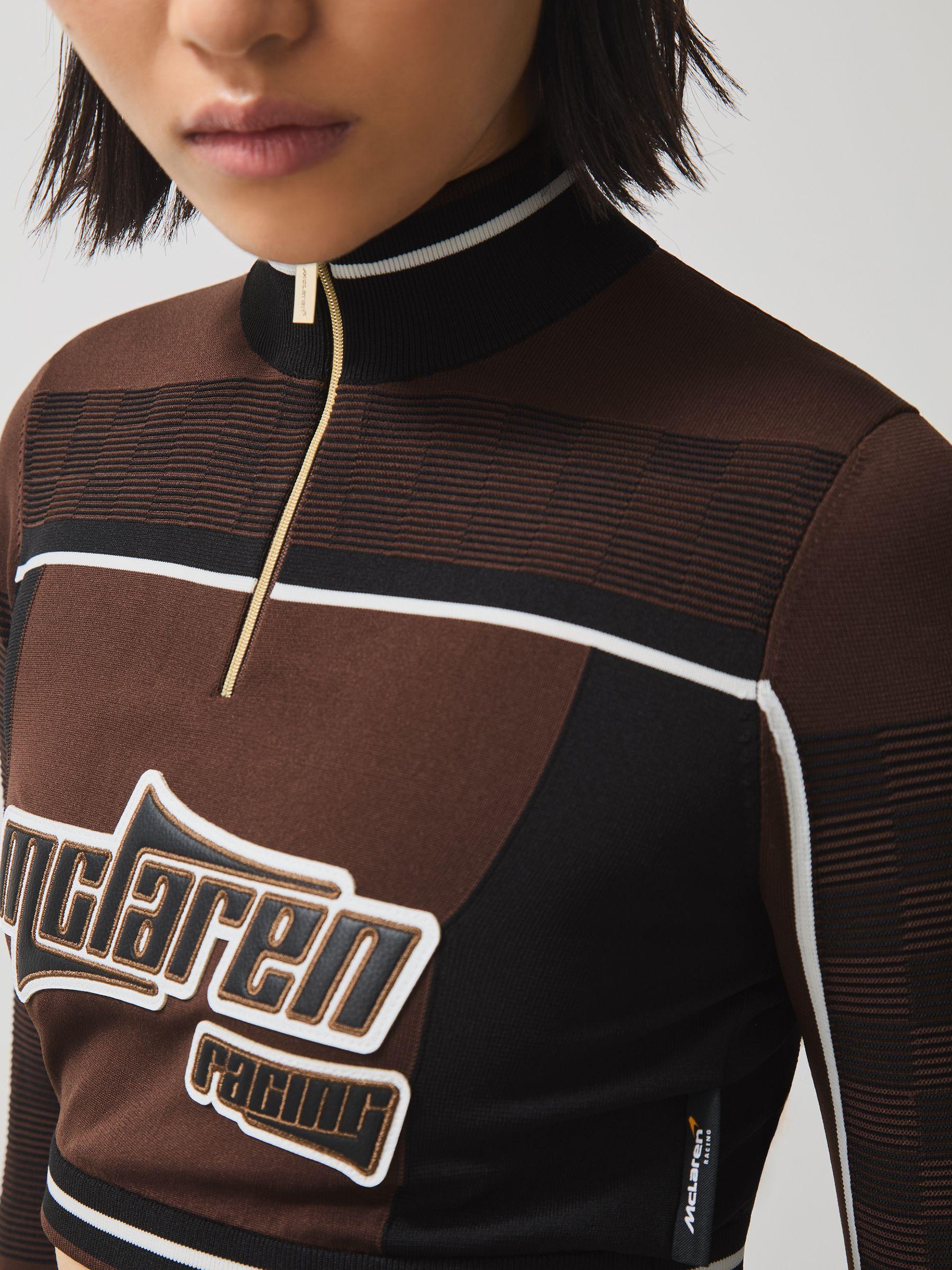 McLaren F1 Team Half-Zip Crop Top in Chocolate Brown Product Image