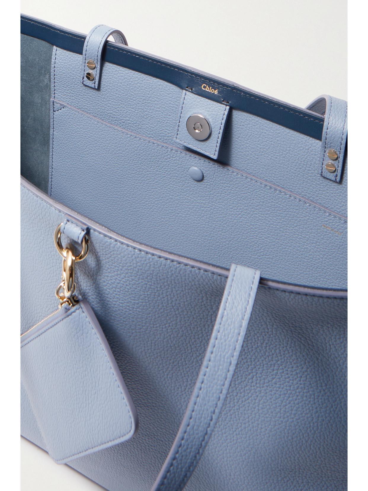 CHLOÉ Sense Textured-leather Tote In Shady Cobalt Product Image