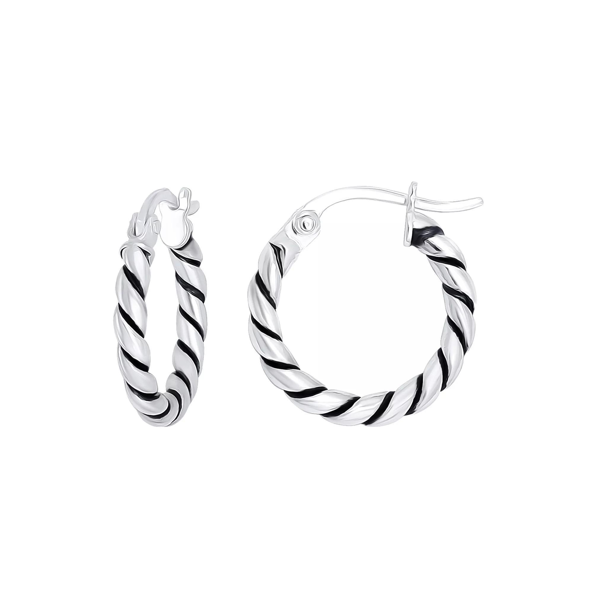 Aleure Precioso Sterling Silver Round Twisted Click-Top Hoop Earrings, Women's, Size: 20MM Product Image