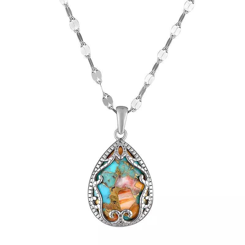 Designs by Gioelli Sterling Silver Blue Oyster Turquoise Pendant Necklace, Women's, Size: 18" Product Image