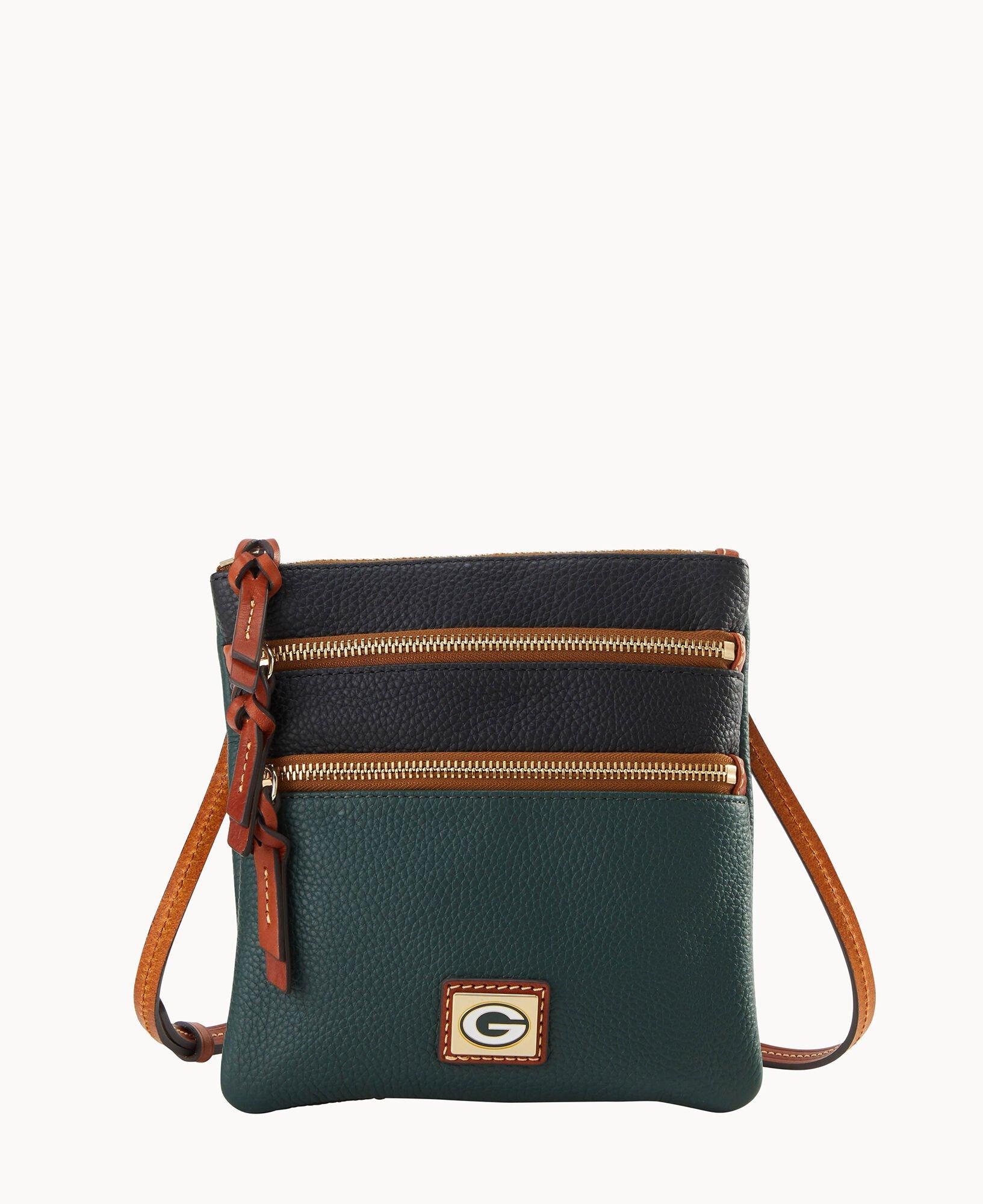 Dooney & Bourke Womens NFL Packers Triple Zip Crossbody Coated Cotton Shoulder Bag in Forest Product Image