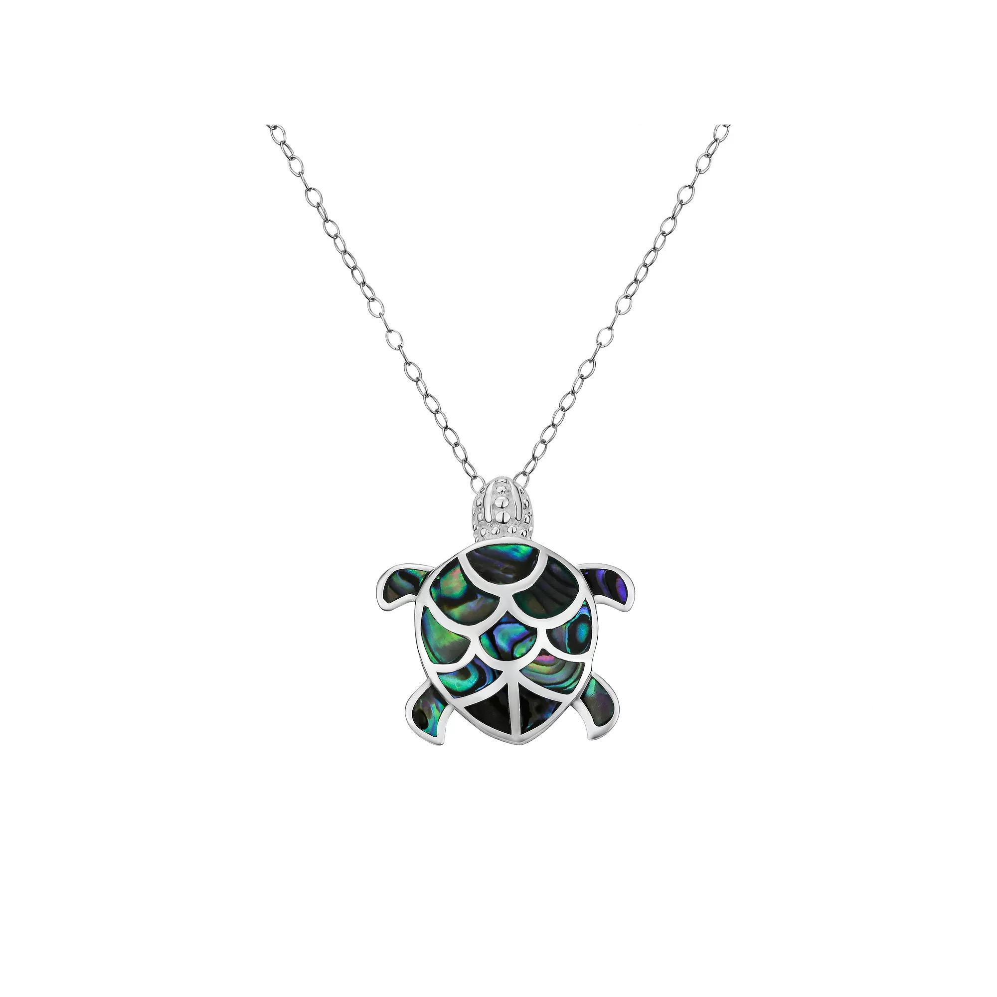 Argento Forte Sterling Silver Abalone Turtle Pendant Necklace, Women's, Size: 18" Product Image
