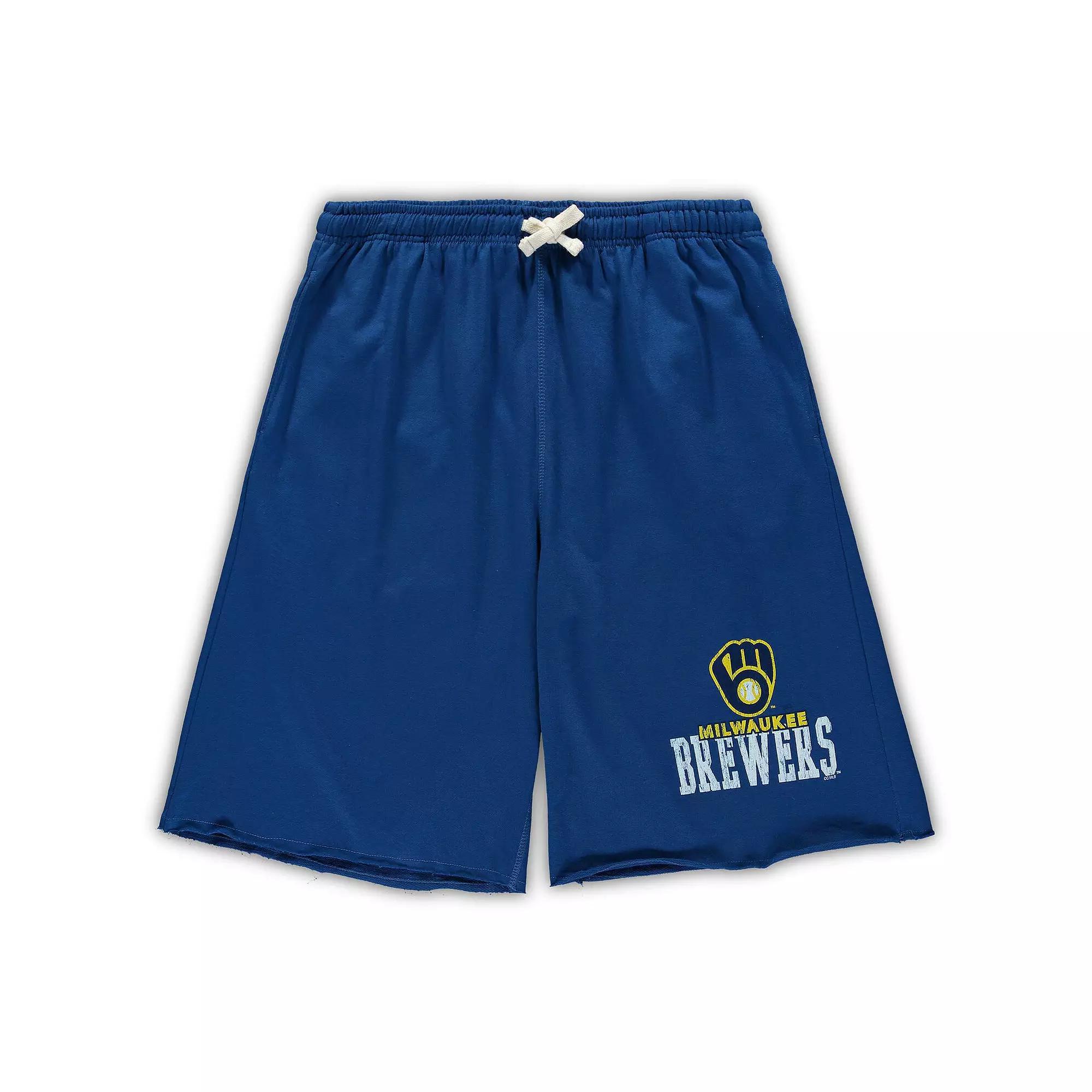 Men's Royal Milwaukee Brewers Big & Tall French Terry Shorts, Size: 5XLT, Blue Product Image