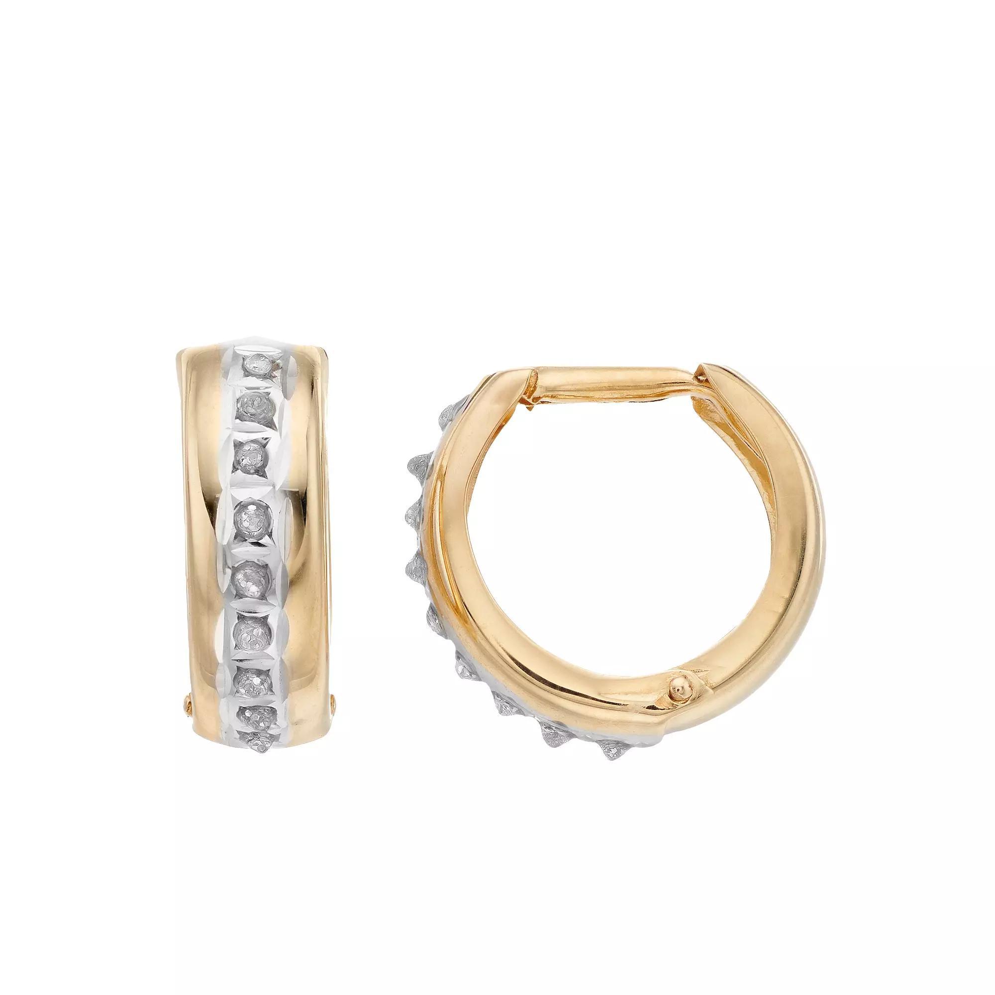 Diamond Fascination 14k Gold Diamond Accent U-Hoop Earrings, Womens Product Image