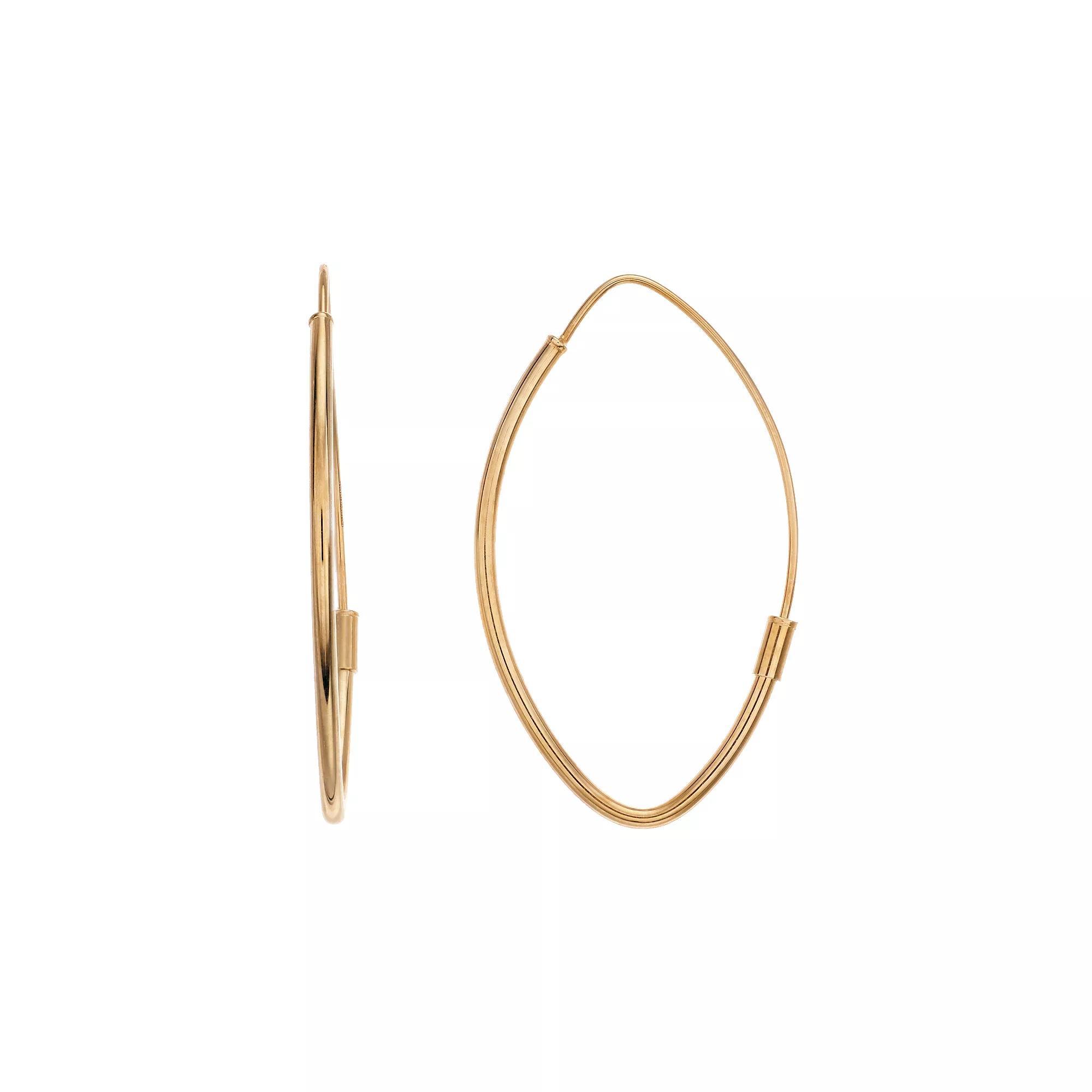 14k Gold Marquise Hoop Earrings, Women's, Yellow Product Image