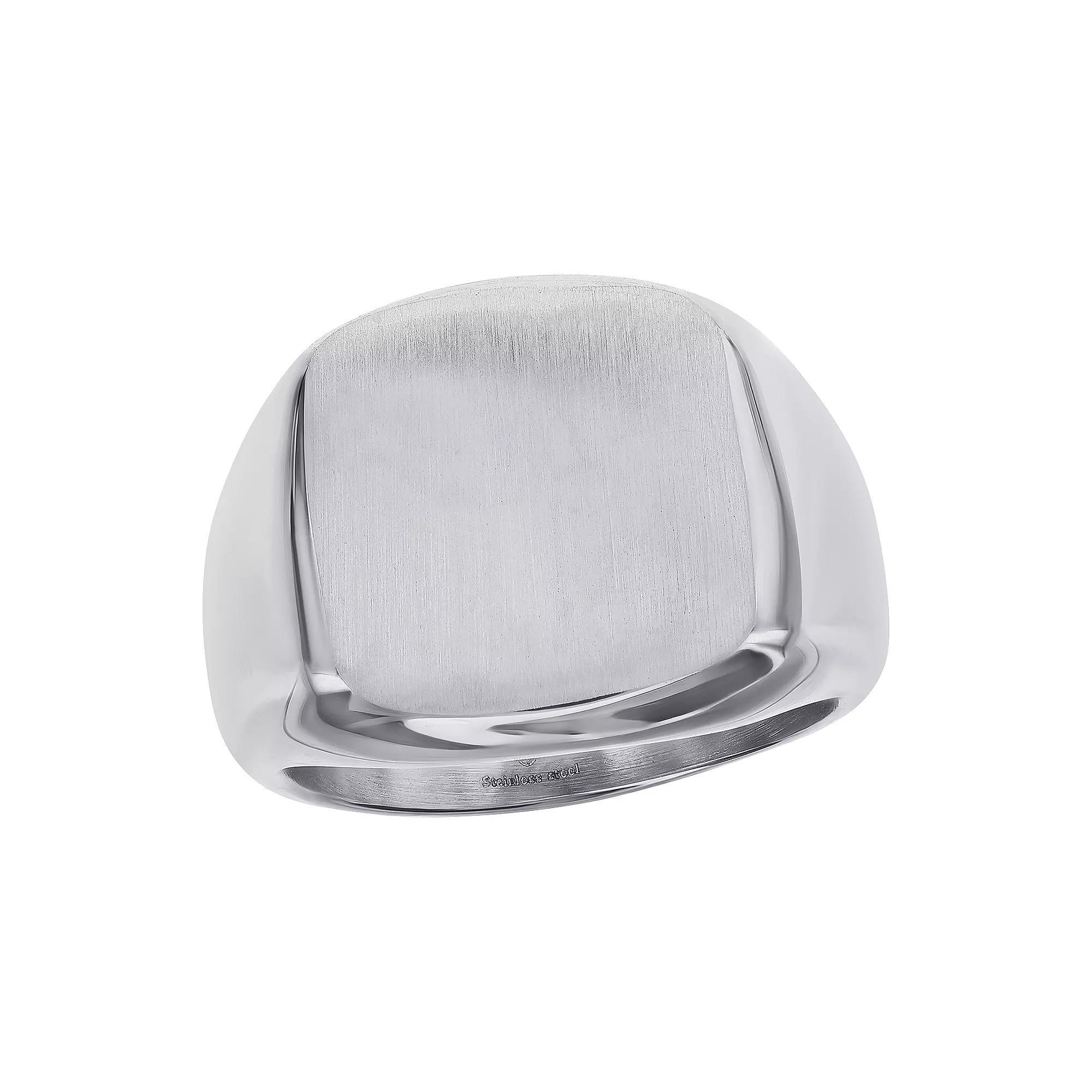 Metallo Men's Stainless Steel Brushed Square Ring, Size: 9 Product Image
