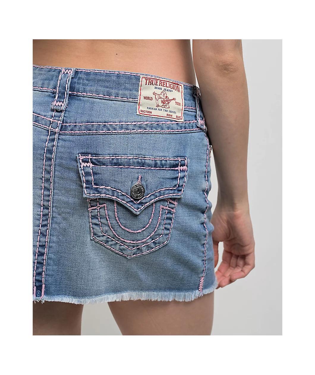 True Religion Sadie Super T Aqua Marine Wash Mini Skirt Product Image