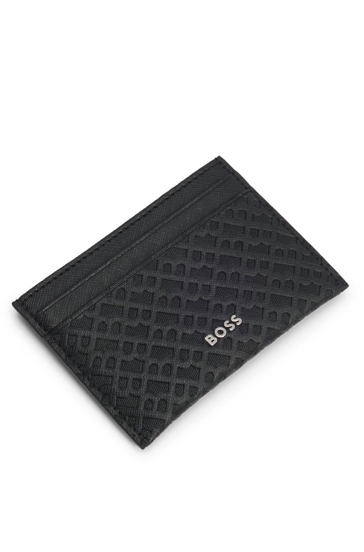 BOSS - Card holder with monogram structure - Black Product Image