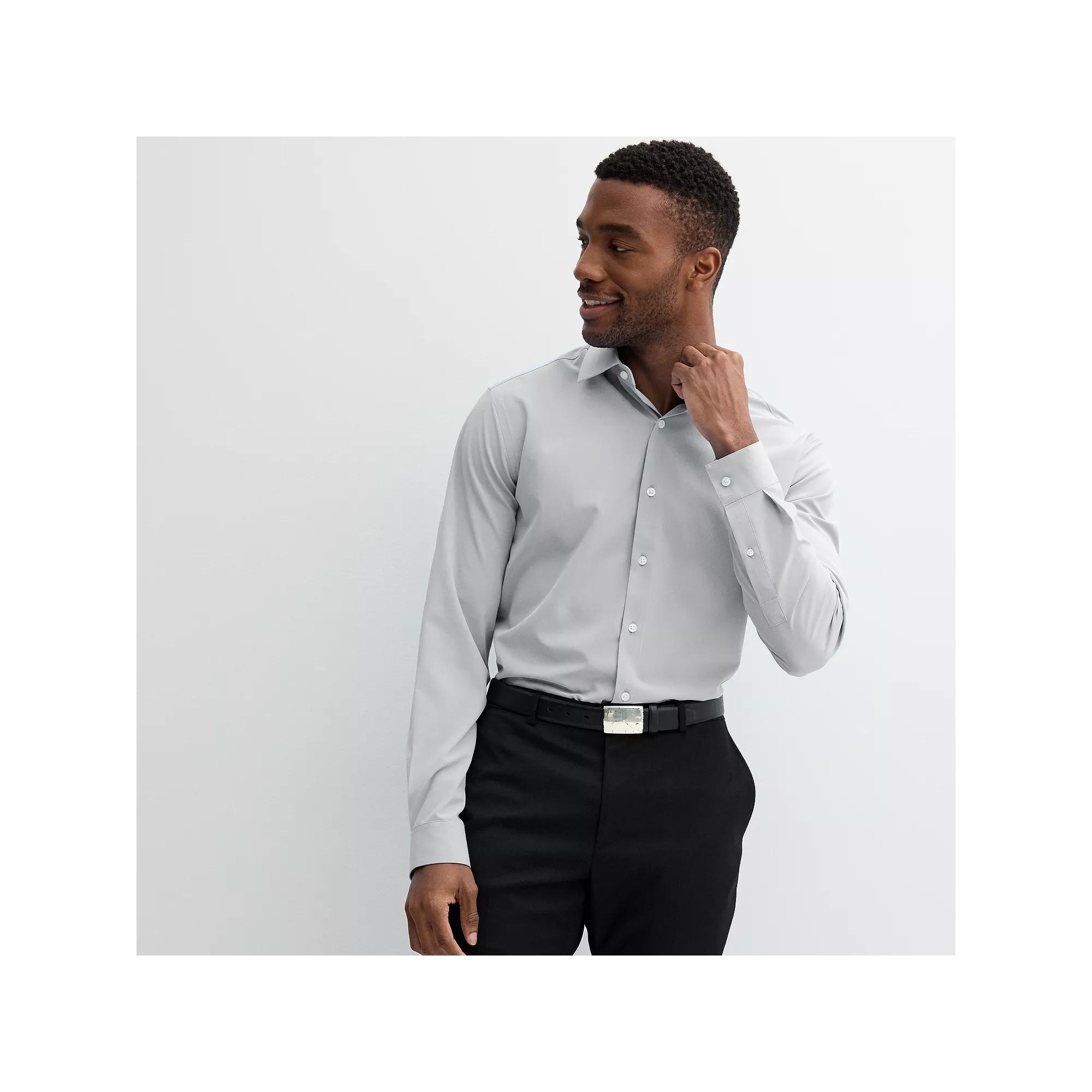 Men's Apt. 9® Performance Regular-Fit Wrinkle Resistant Dress Shirt, Size: Medium-34/35, Black Solid Product Image