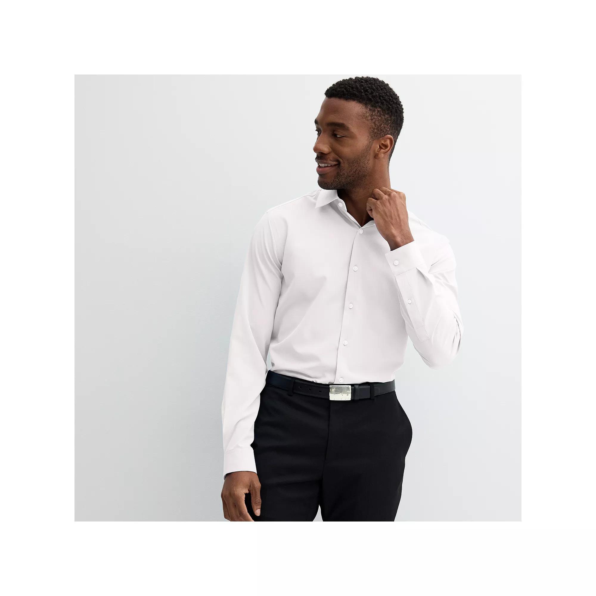 Men's Apt. 9® Performance Regular-Fit Wrinkle Resistant Dress Shirt, Size: Medium-34/35, Black Solid Product Image