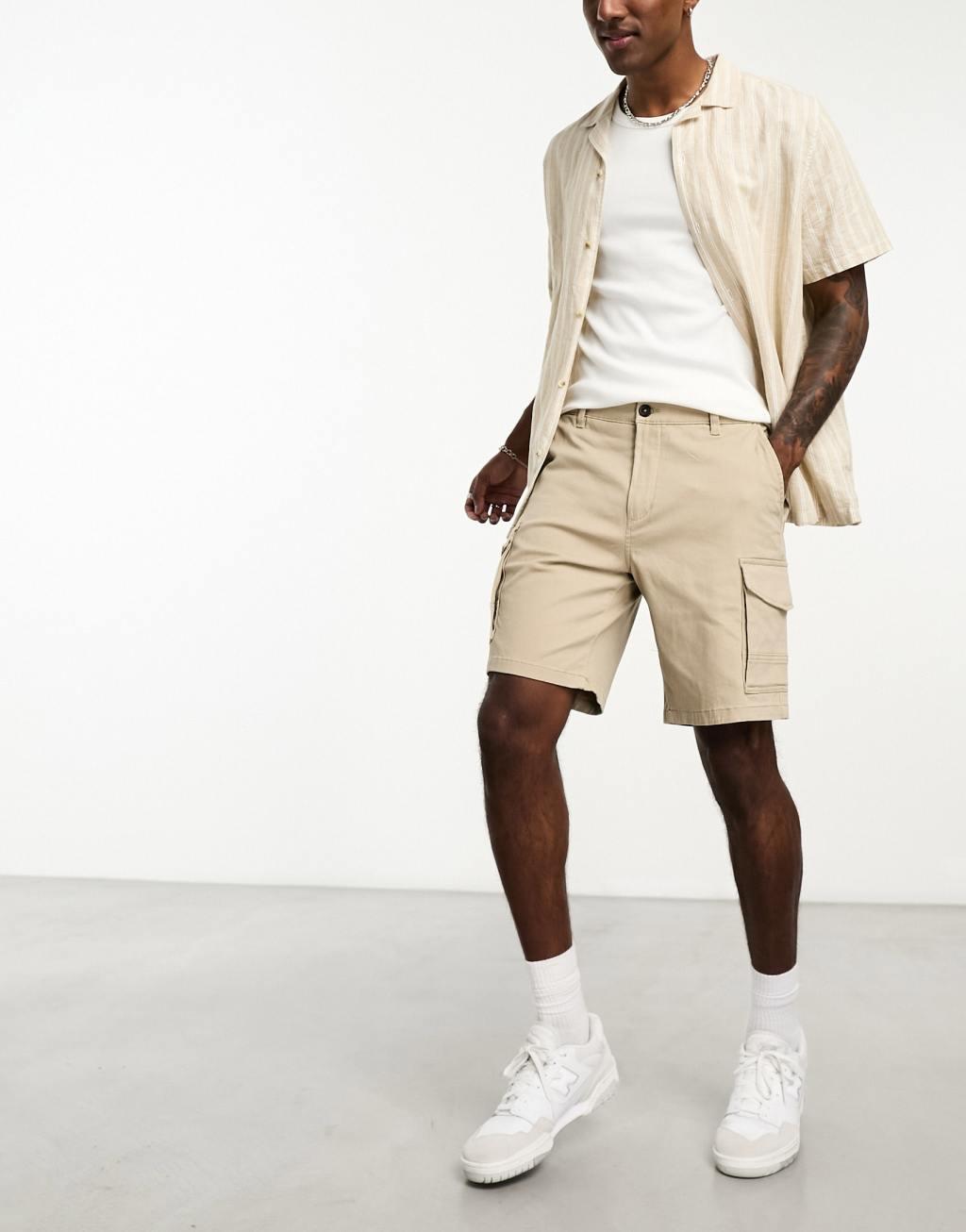 ADPT wide fit cargo short in beige Product Image