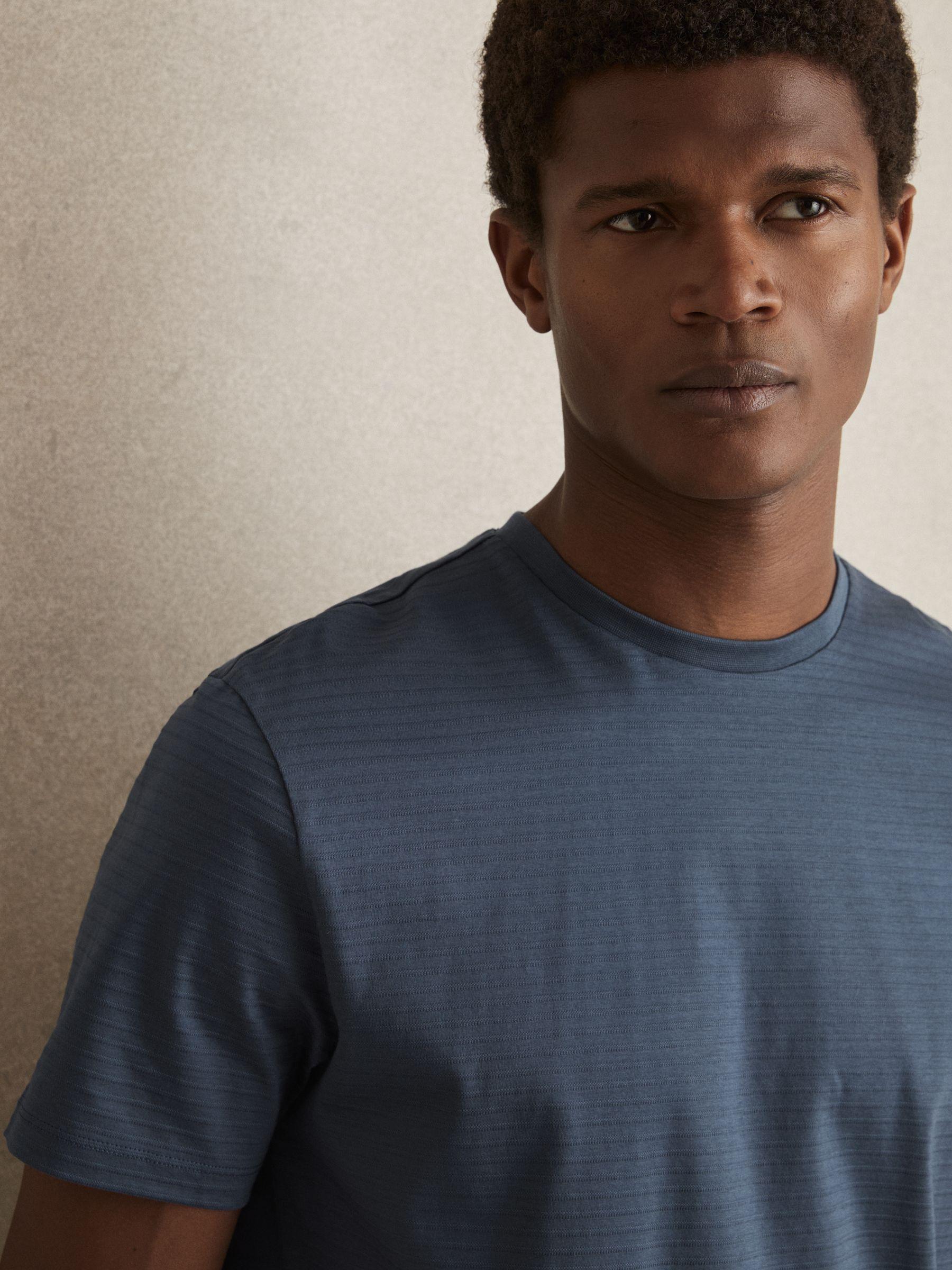 Mercerised-Cotton Ribbed T-Shirt in Airforce Blue Product Image