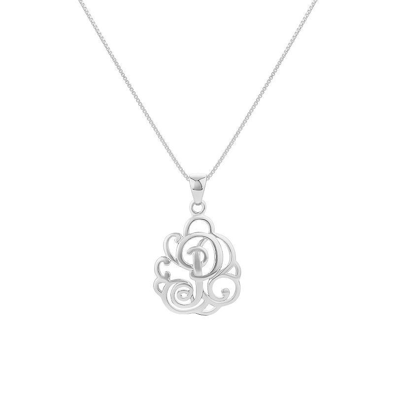 PRIMROSE Sterling Silver Monogram Initial Pendant Necklace, Women's, Size: 18", Silver Tone F Product Image