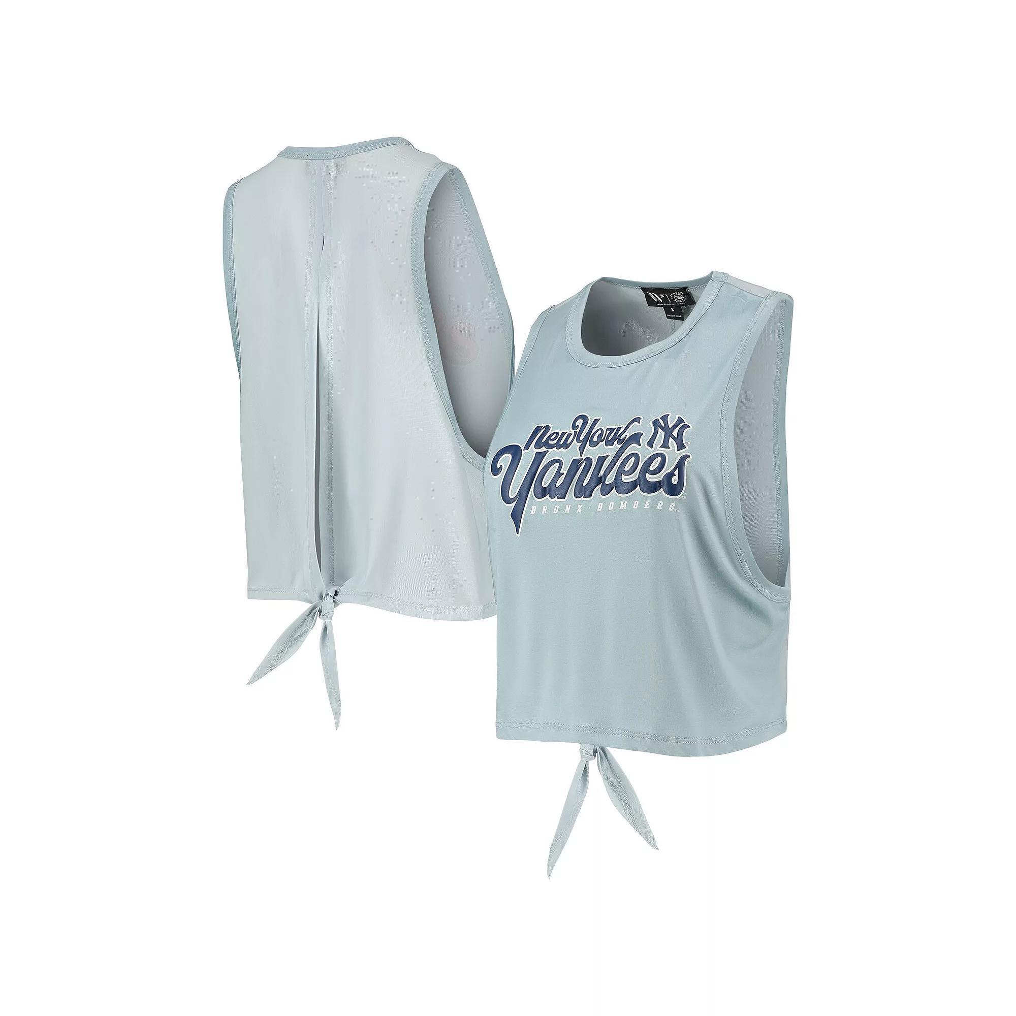 Women's The Wild Collective Light Blue New York Yankees Open Back Twist-Tie Tank Top, Size: XS Product Image