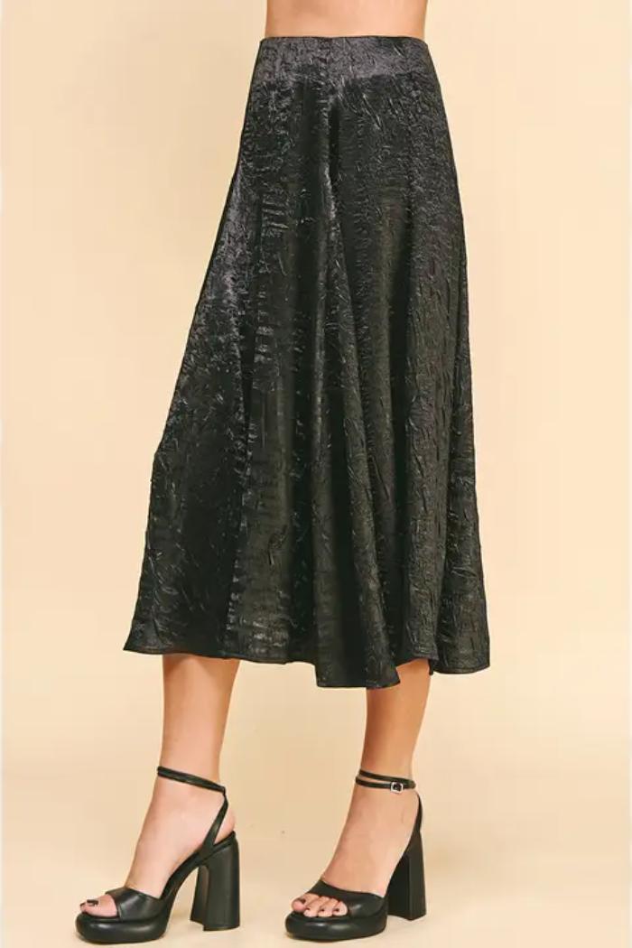 Textured Satin Midi Skirt Product Image